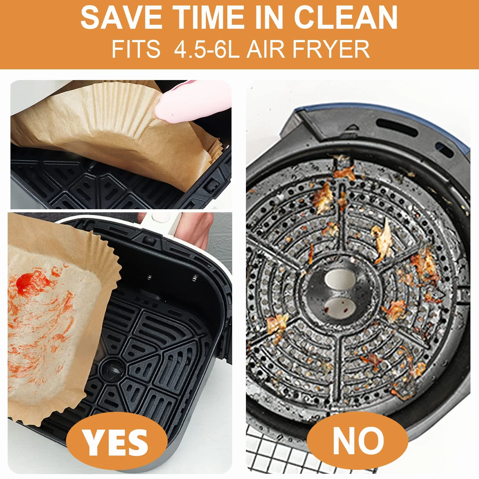 Papier Sulfurisé pour Air Fryer 20cm 100 Pièces Jetable Antiadhésive Sans Huile
