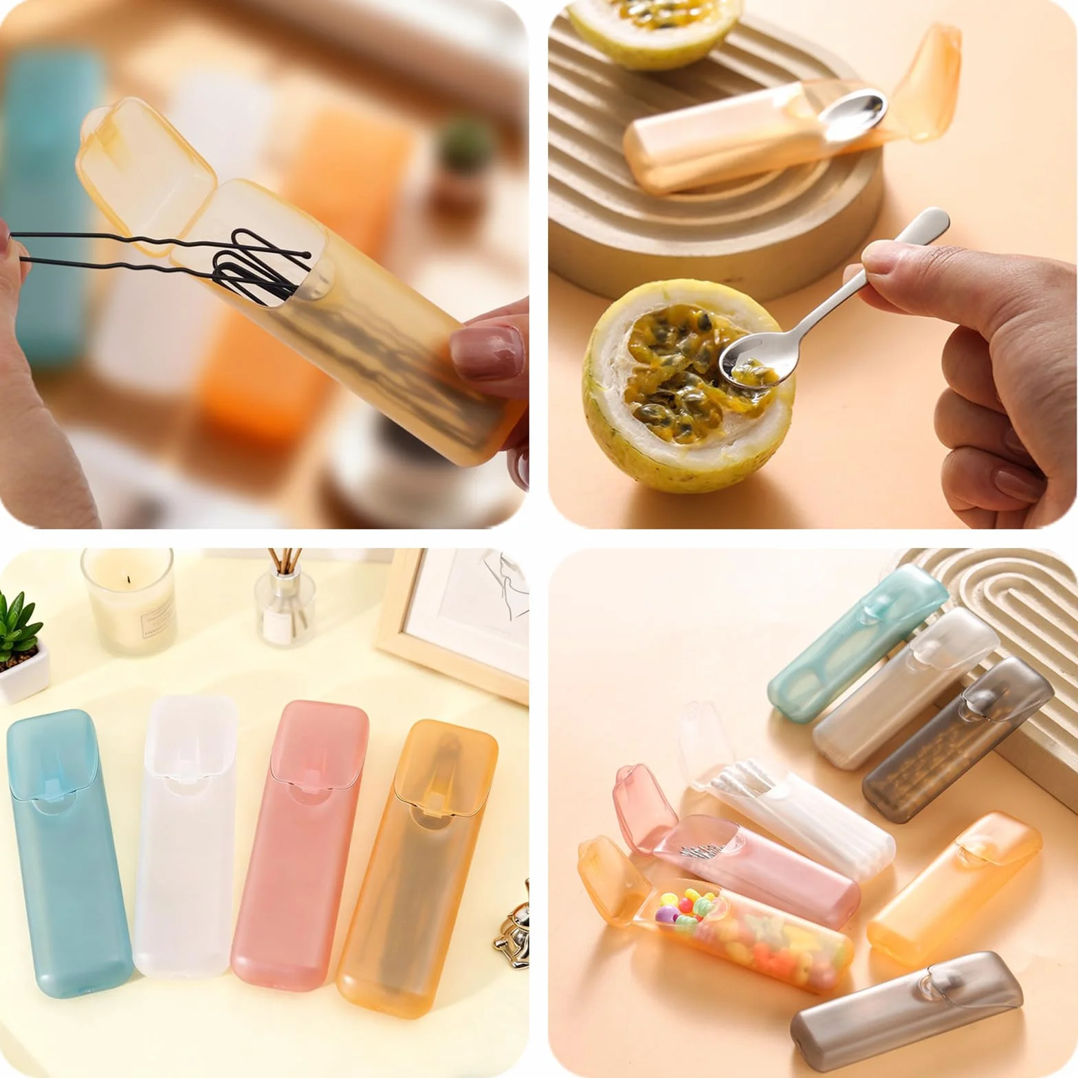 MANJIAMEI 6 Pièces Mini Porte-Cure-Dents Translucide Portable Format de Poche Distributeur à Fil Dentaire Multifonction