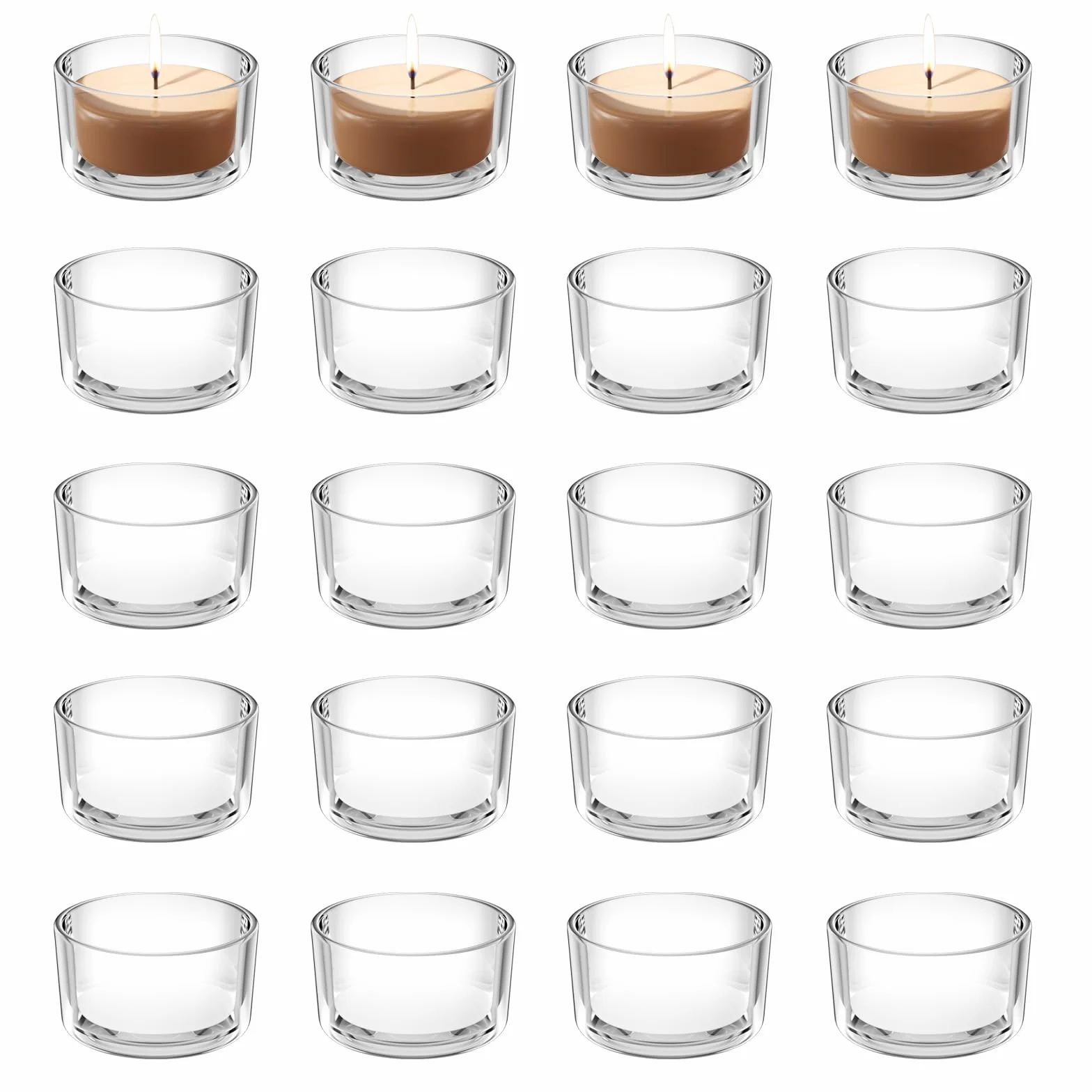 Photophore Bougie Verre Transparent 4,6 x 2,5 cm pour Mariage Anniversaire Décoration de Table
