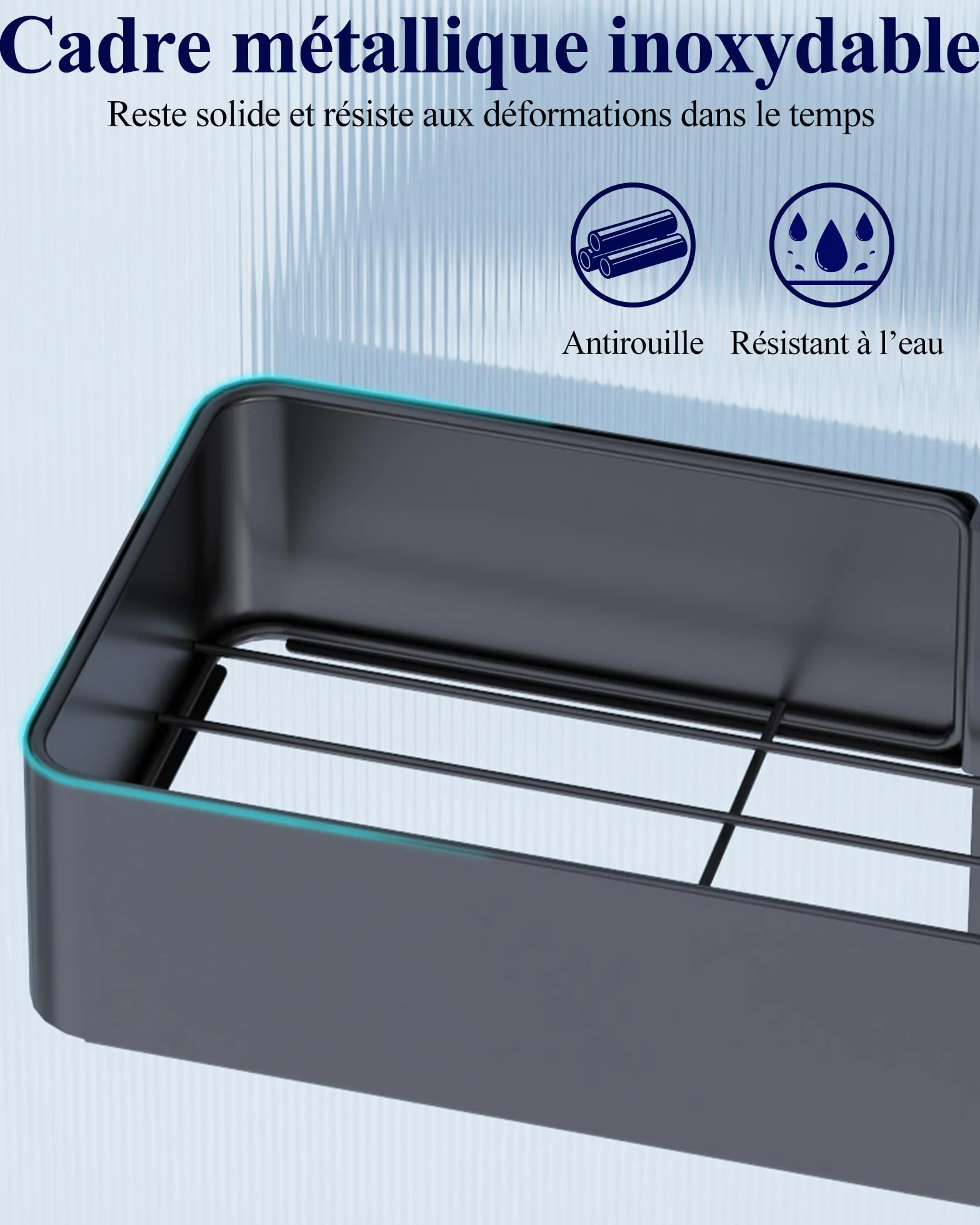 Kitsure Étagère Douche Suspendue 2 Niveaux sans Perçage Antirouille Rangement Salle de Bain Noir 29,1 x 11,2 x 55,3 cm