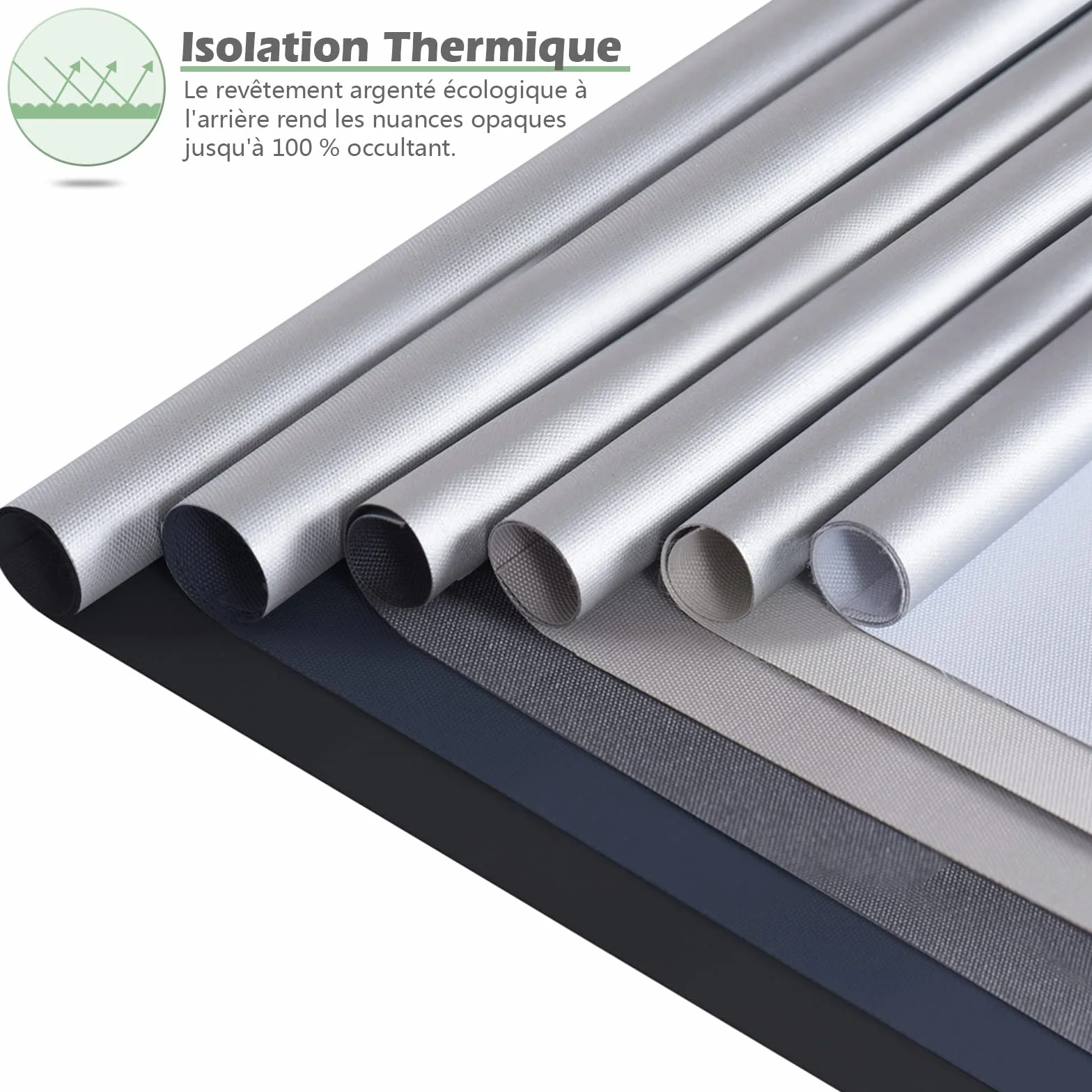 Enrouleur Occultant Isolant Thermique Opaque 35x180 cm Noir