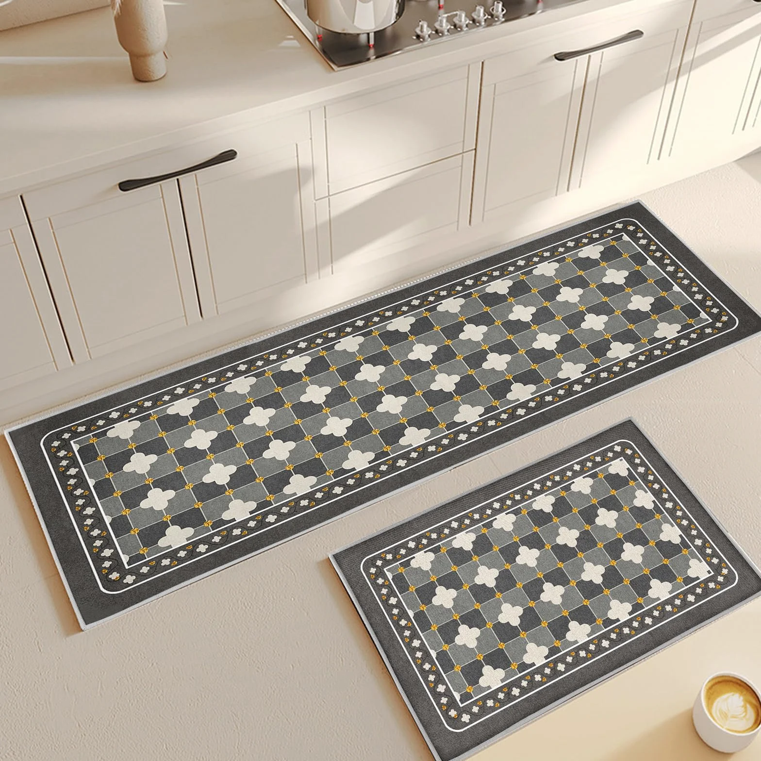 Tapis de cuisine antidérapants lavables anti-fatigue 43 x 150 cm Lot de 2