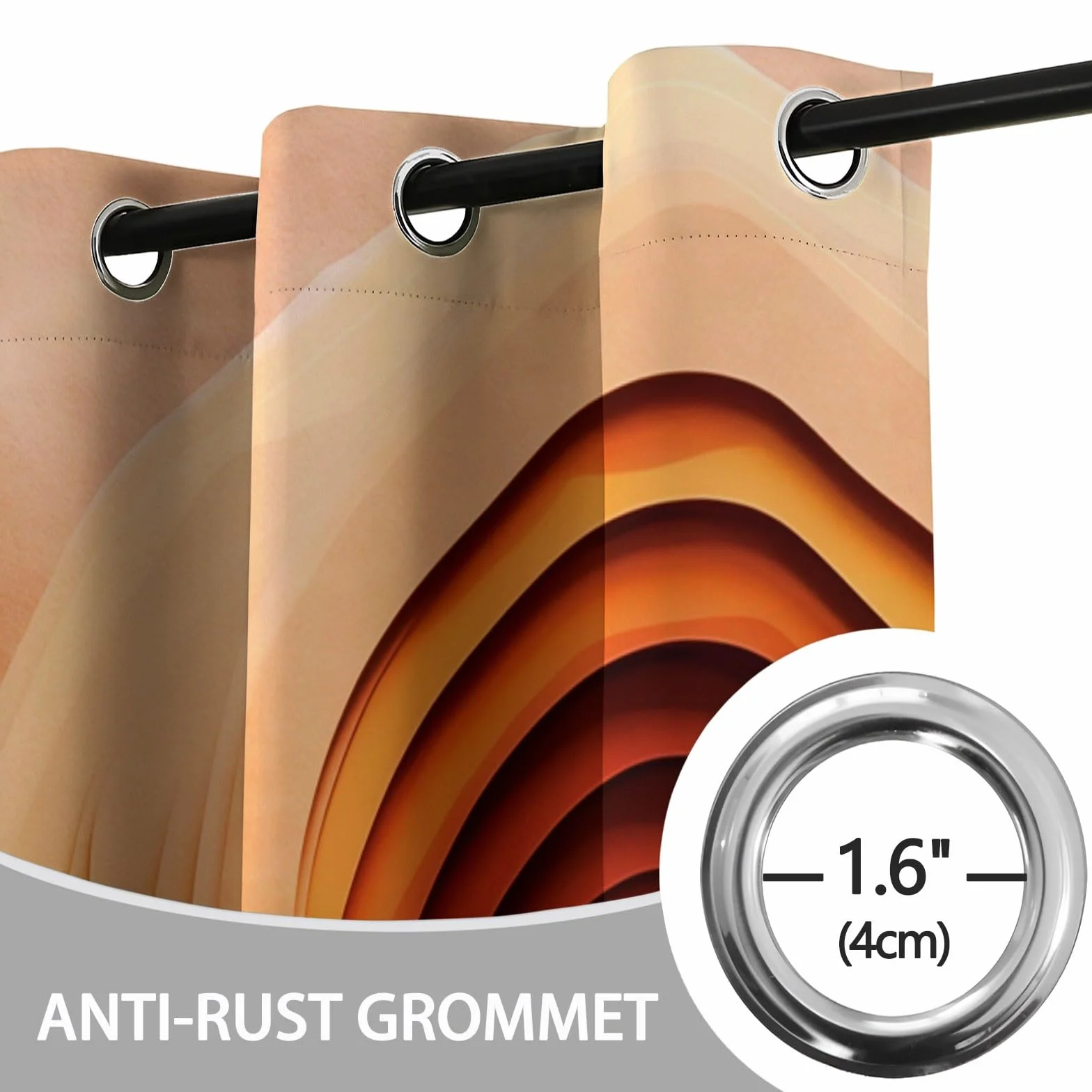 Rideaux à Oeillets 70x240 cm 2 Panneaux Désert Abstrait Isolant Opaque Orange Marron