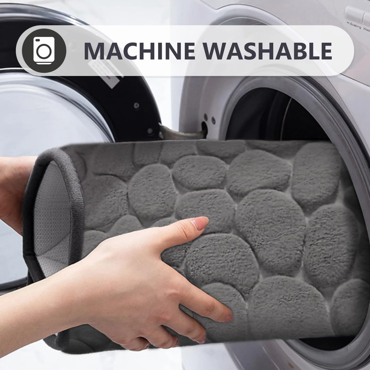 Tapis de Bain en Mousse à Mémoire de Forme Absorbant Lavable en Machine 50 x 80 cm Gris Foncé
