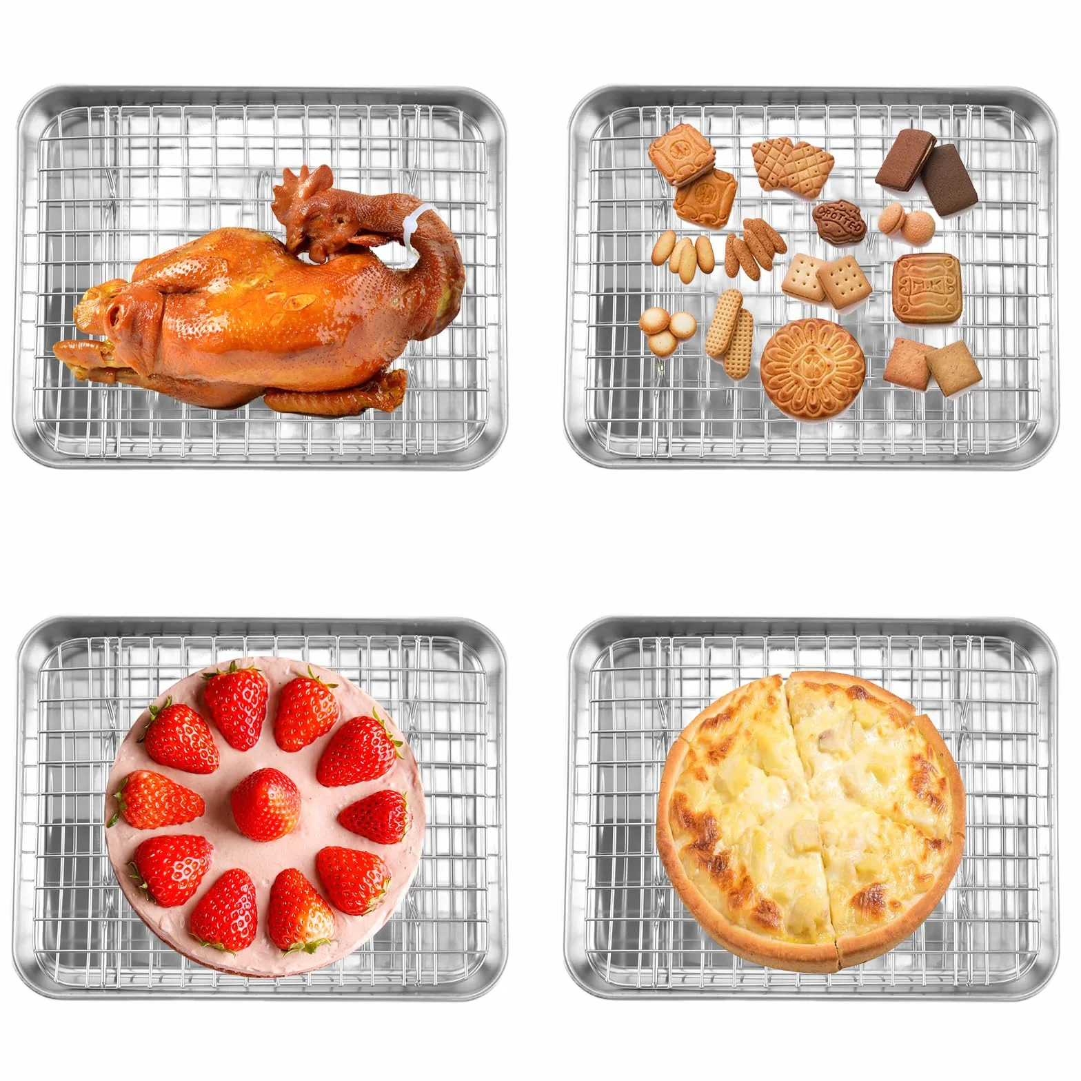 JMIATRY Lot de 2 Plaque De Cuisson Avec Grille 26.5 x 20.5cm