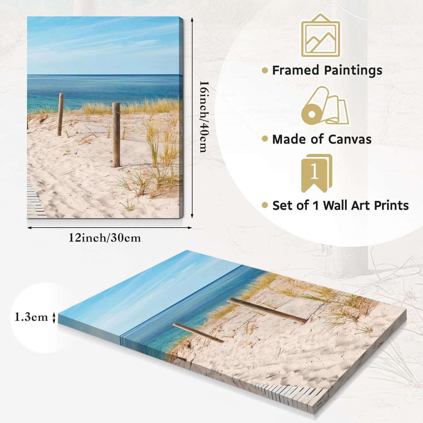 Dazzlewall Plage Murale Art Affiche 3 Pcs Ciel Bleu Mer Côte 12x16 in
