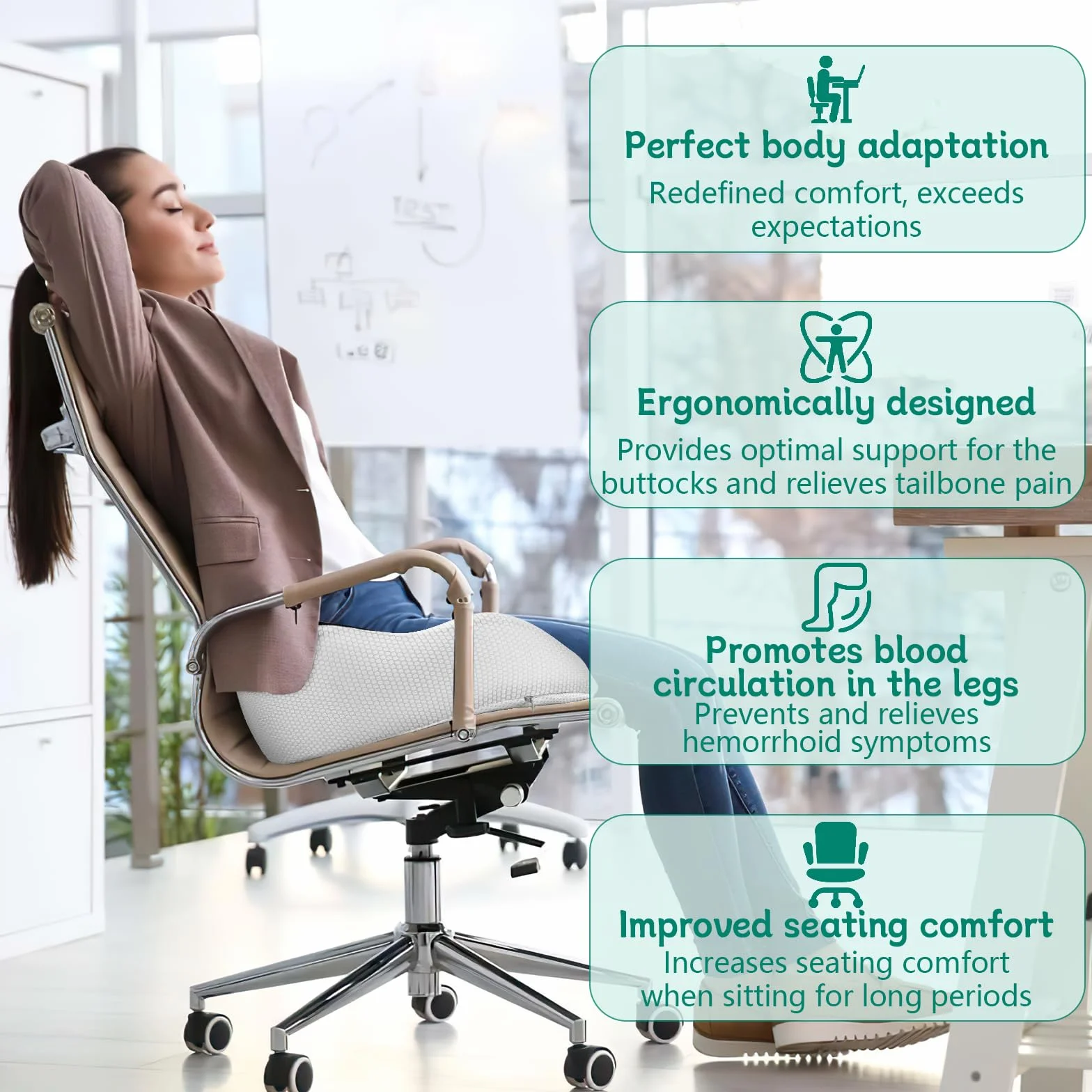 Coussin orthopédique en mousse à mémoire de forme ergonomique noir