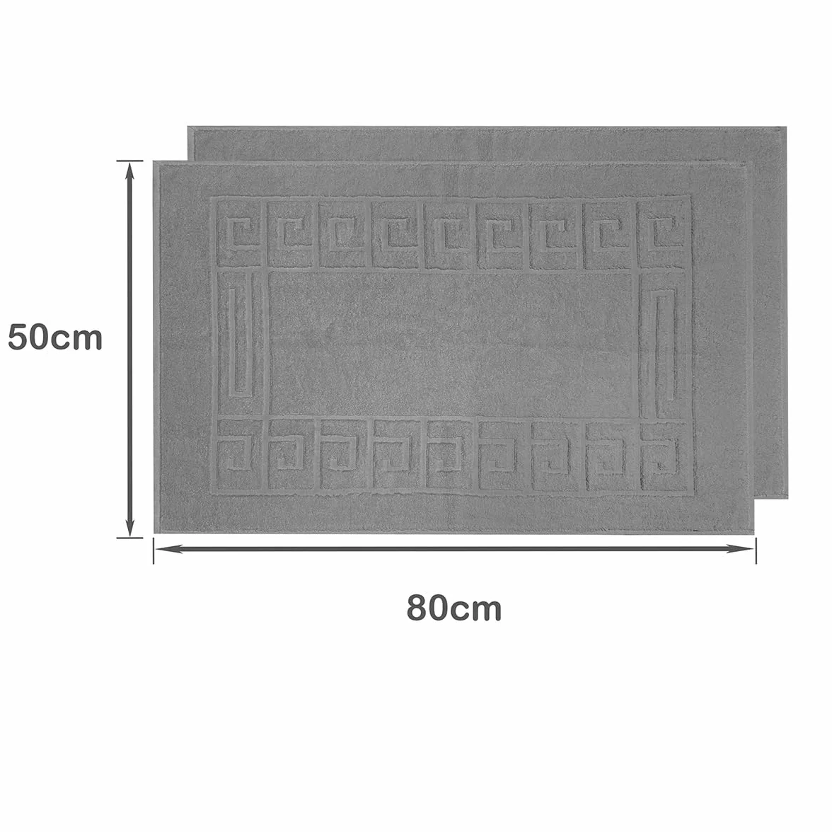 Lot de 2 Tapis de Bain en éponge 100% Coton – Extra Doux, Absorbants, Lavables en Machine – Fabriqué en Italie (Gris foncé, 50 x 80 cm)