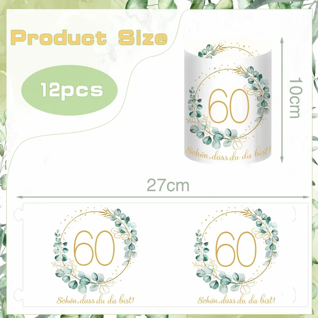 Photophores Décoratifs de Table pour 60 Ans, Lot de 12 Lanternes Bougies Anniversaire