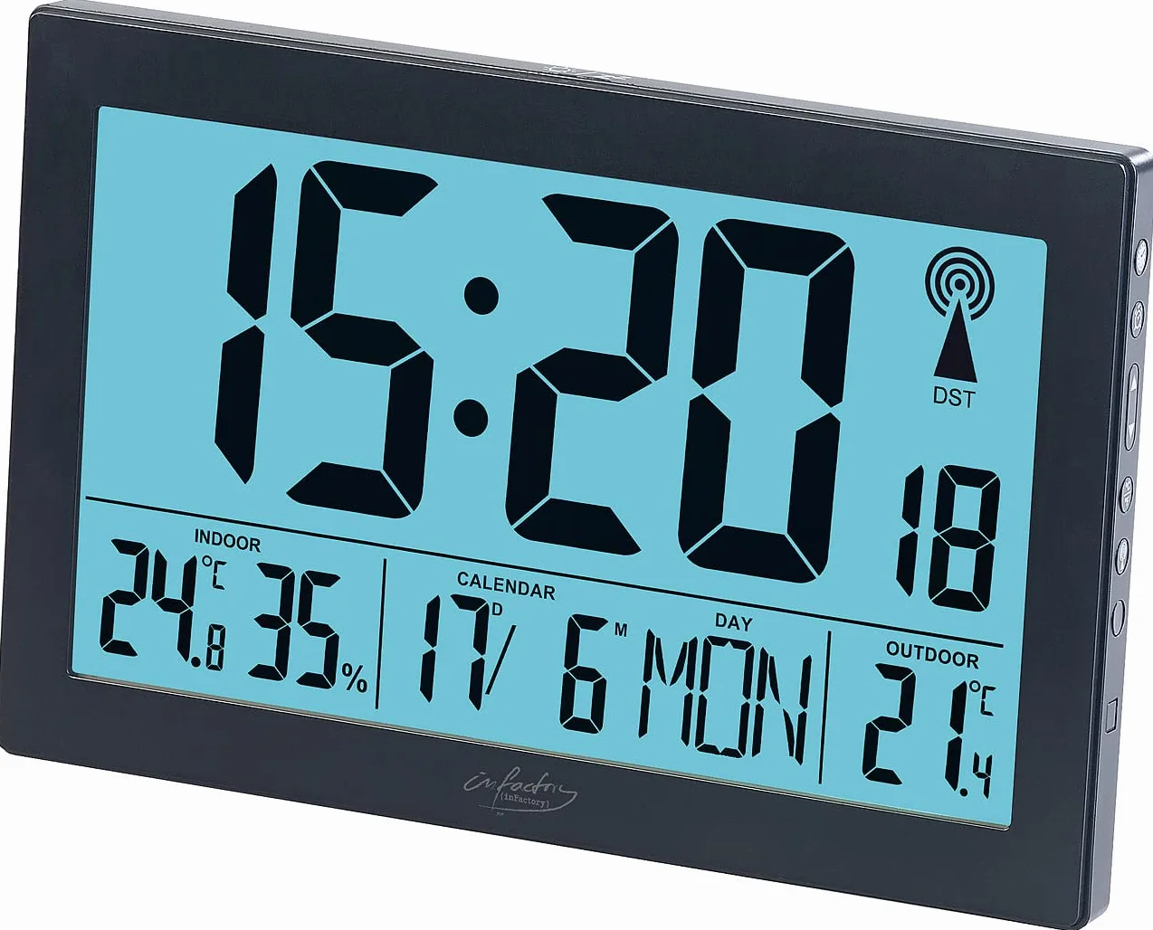 infactory Horloge Radio-pilotée XL Thermo-hygromètre Capteur Extérieur