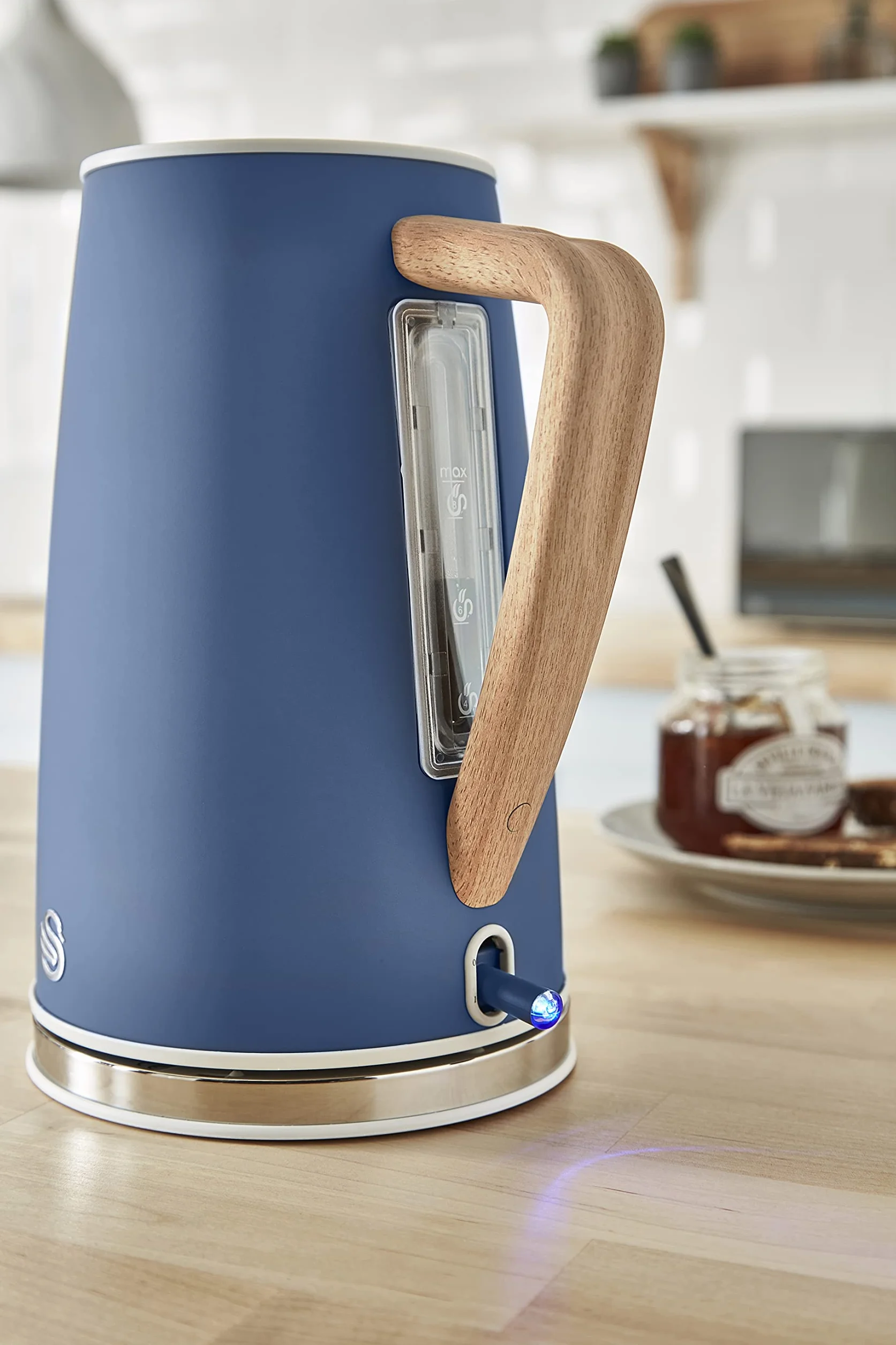 Swan Nordic Set Petit Déjeuner Bouilloire 1,7L 2200W Grille-pain 2 tranches Micro-ondes 20L numérique bleu mat