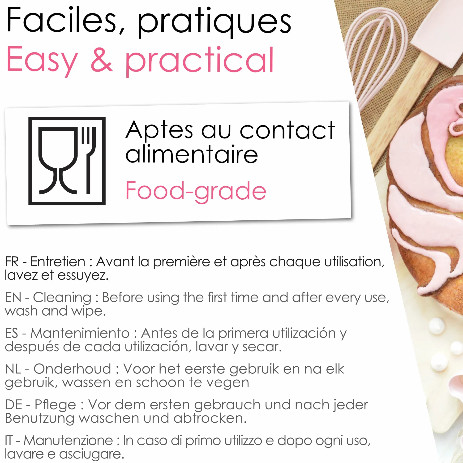 ScrapCooking Coffret Pâtisserie Licorne Enfants 4 Ustensiles Fouet Cuillère Moule Découpoir Bois Silicone Inox