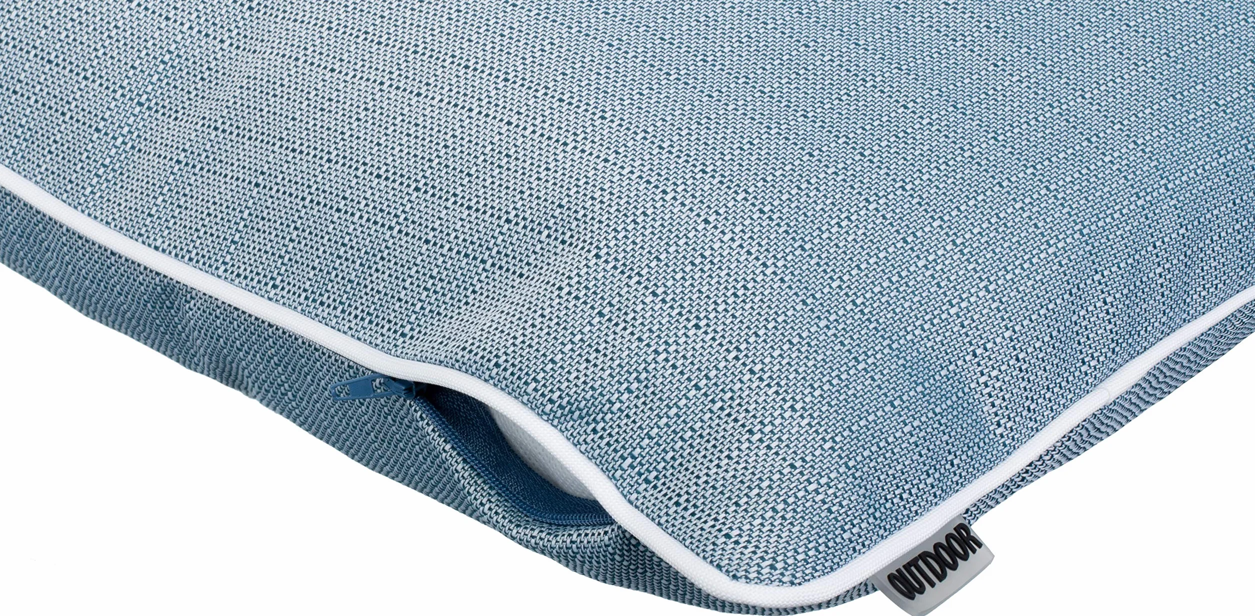 Coussins d'extérieur 45x45 cm Imperméables Lin Passepoil Bleu Lot de 2