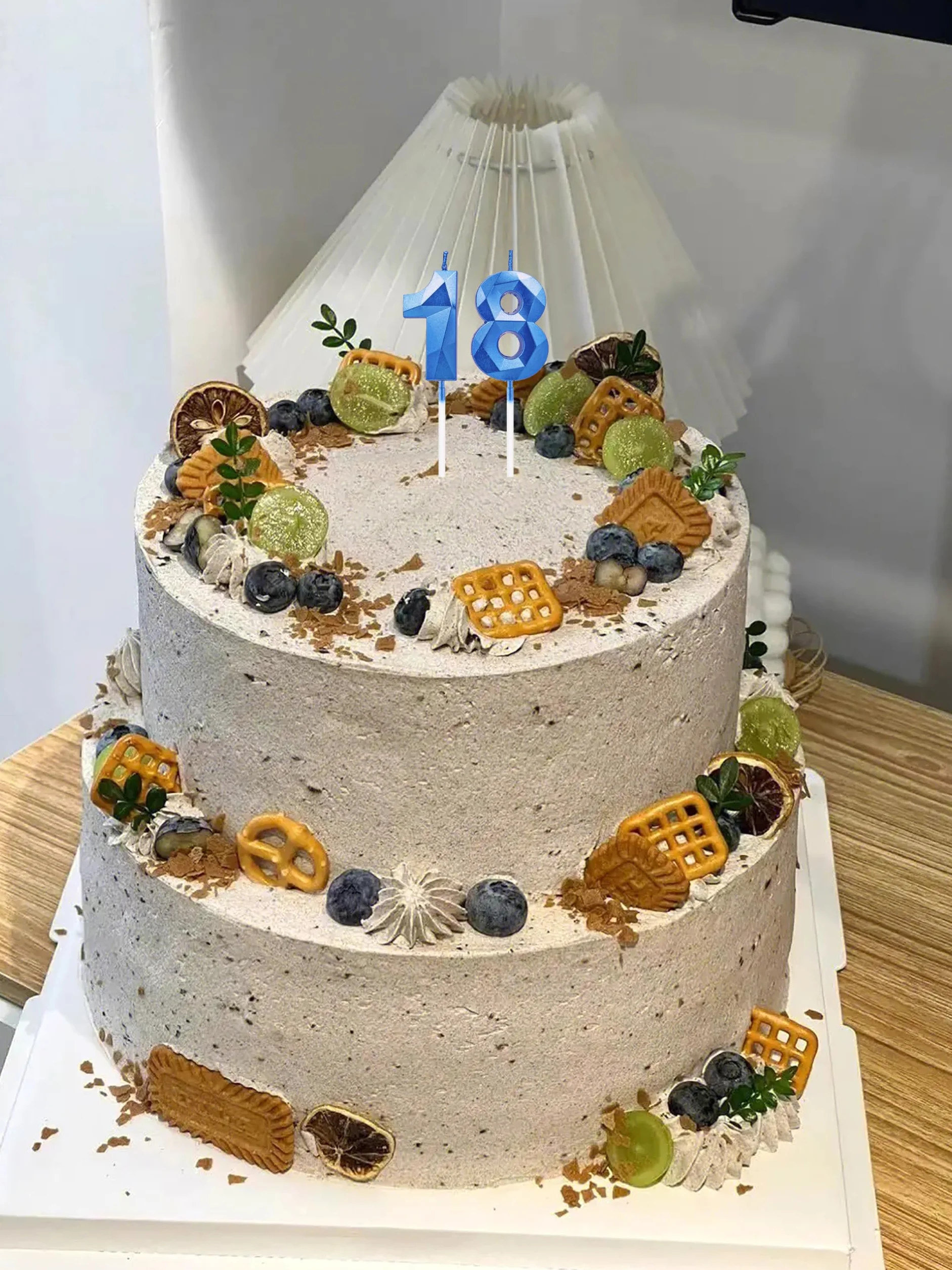 Bougies d'anniversaire 18, bleu saphir, numéro, décoration de gâteau