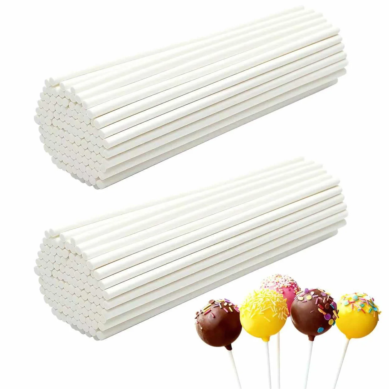 Bâtonnets en Papier pour Cake pops 15 cm x 3,5 mm Blancs 100 pièces