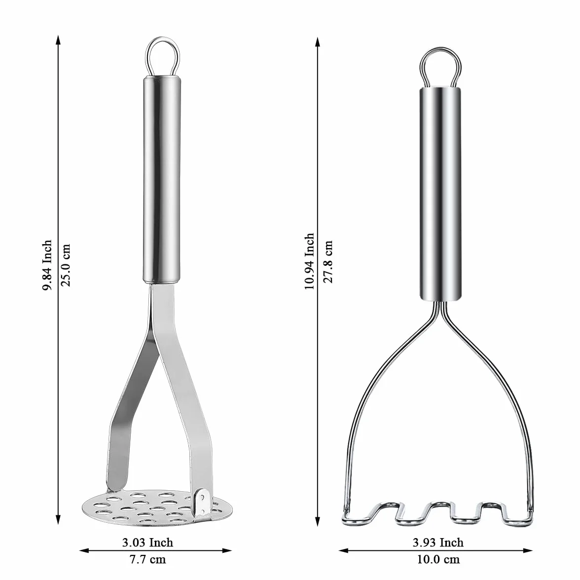 Kyraton Presse-Purée Acier Inoxydable 2 pièces Écrase-patates Ustensiles de Cuisine