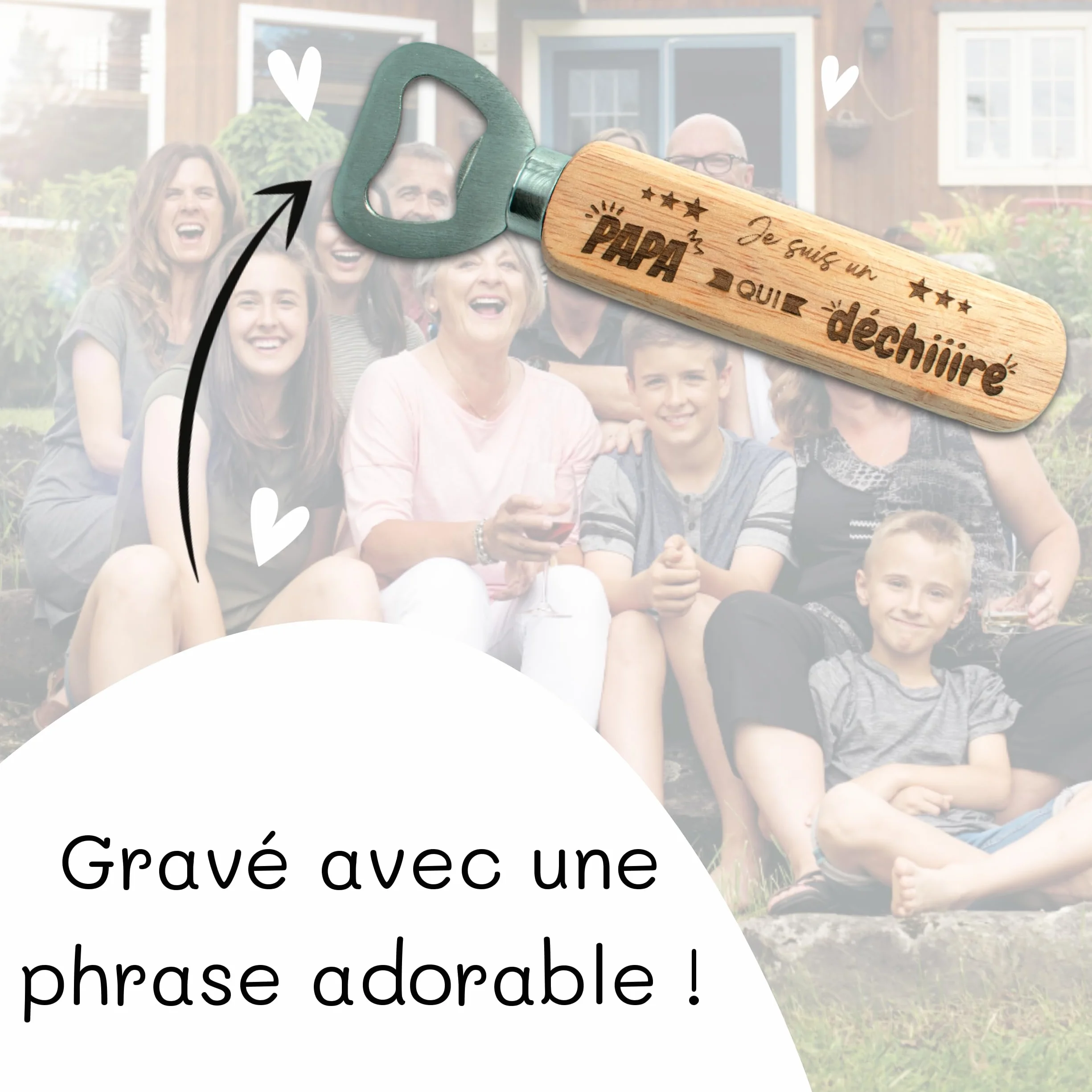 Décapsuleur Papa je t'aime cadeau fête des pères personnalisable