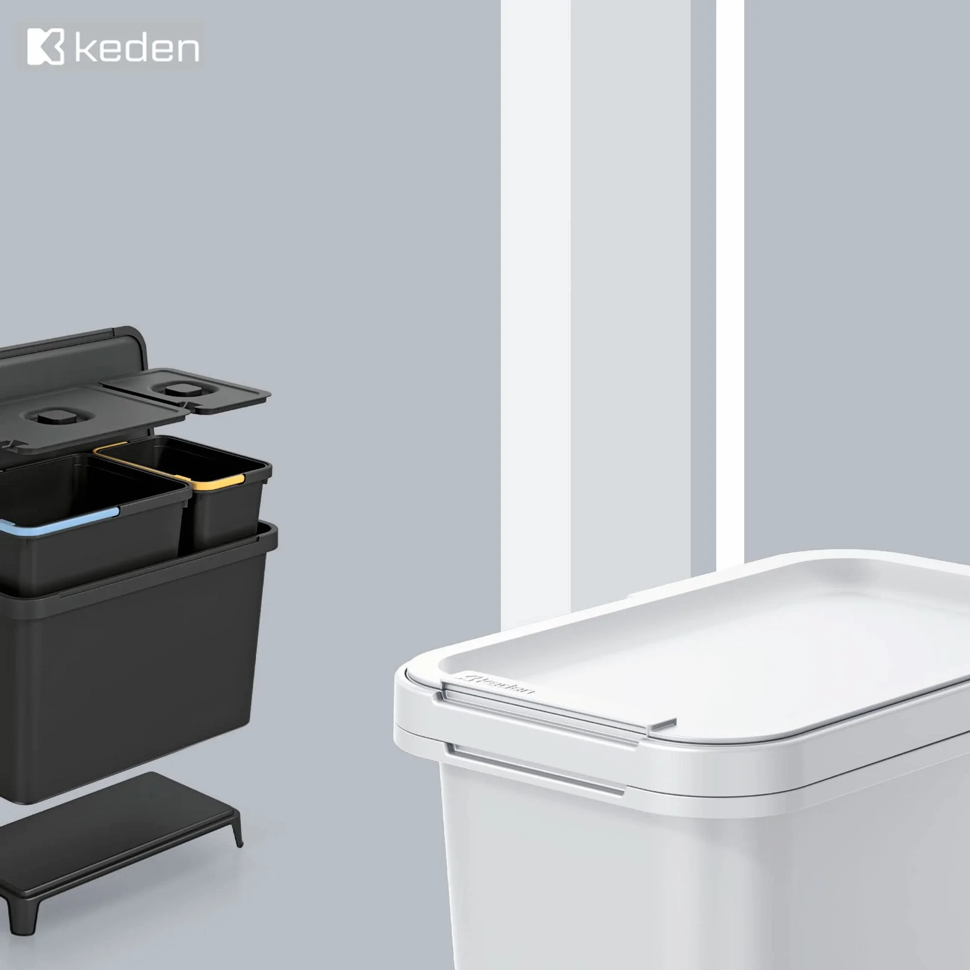 KEDEN Seau de recyclage carré 12L Systema 29x19x35 cm