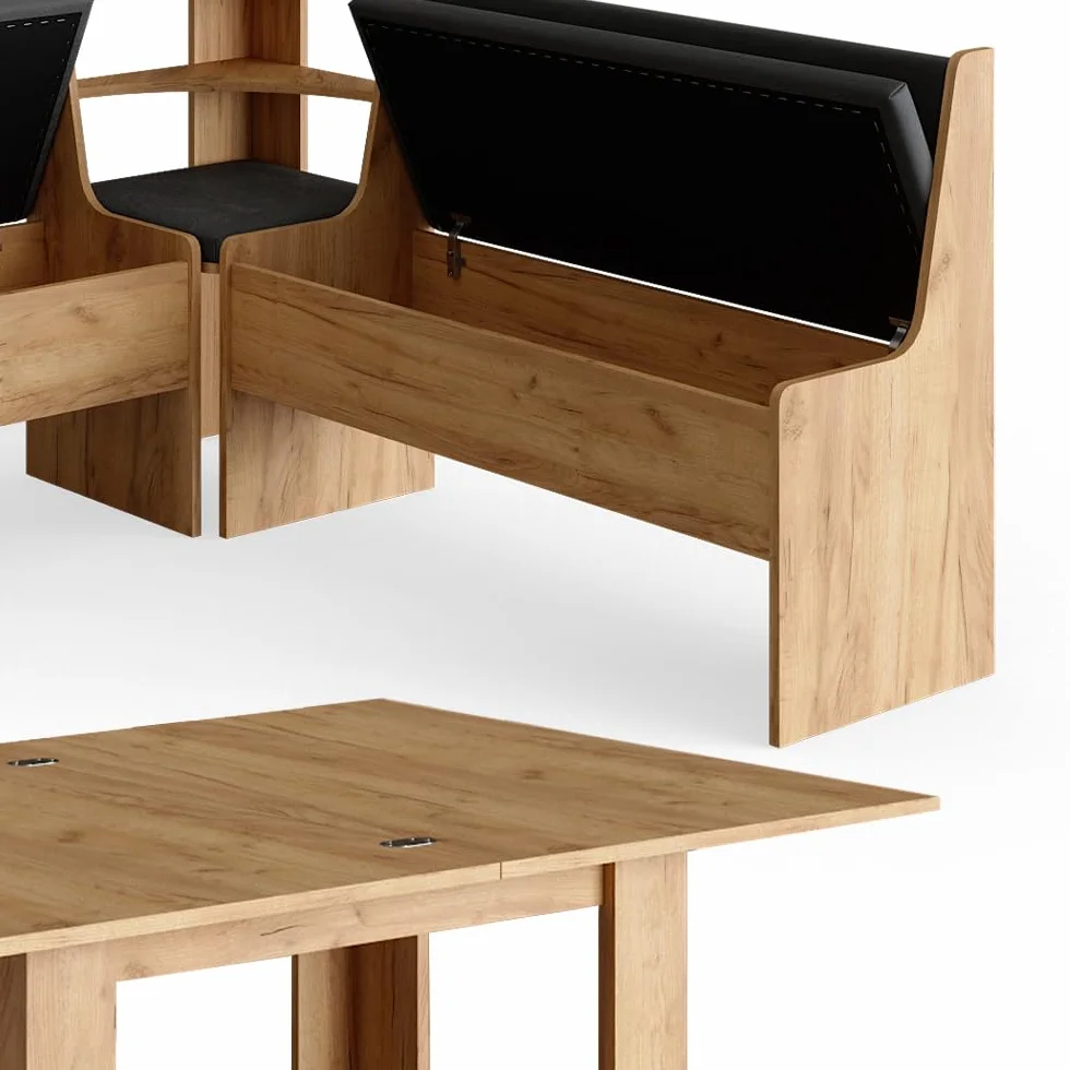 Vicco Groupe de banquettes d'angle Roman, Chêne de Force doré, 150x150cm avec Table