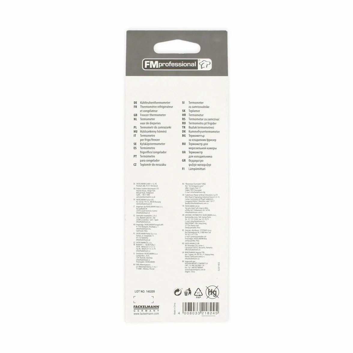 Thermomètre réfrigérateur et congélateur FM Professional Lot de 2 plastique blanc 15,5 cm