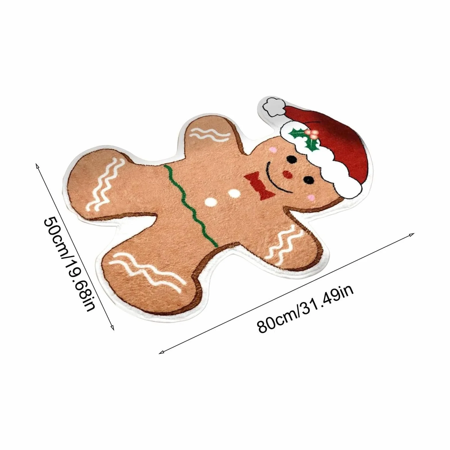 Tapis de sol de cuisine de Noël antidérapant lavable bonhomme en pain d'épice