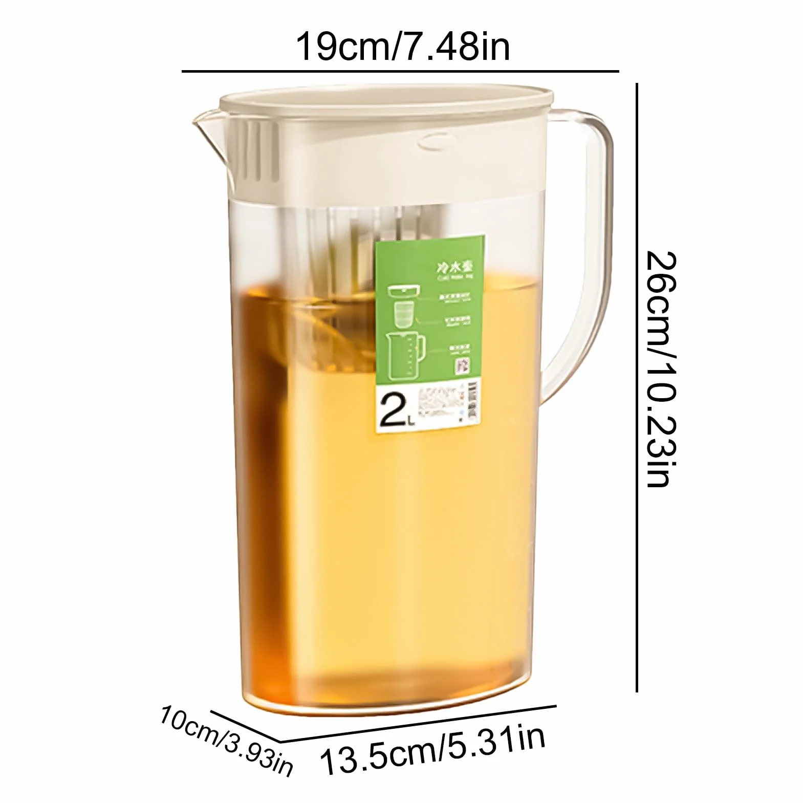 Pichet à eau avec infuseur à fruits 2 L couvercle distributeur de boissons