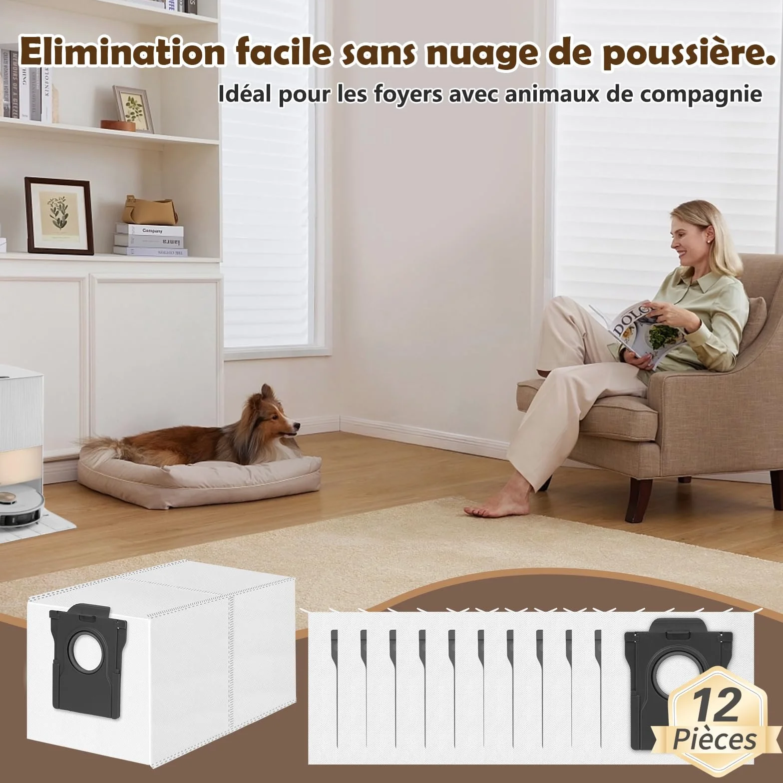 Dreame L10s L40s Pro Ultra L20 X40 X50 Sacs à Poussière 3,2L Lot de 12