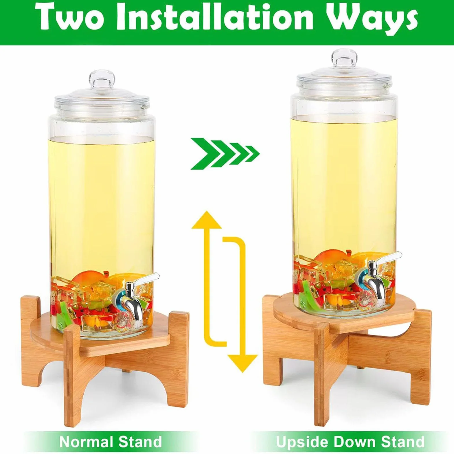 Support Distributeur De Boissons Socle Bois Pour Fontaine Robuste Table Cuisine Accessoire Comptoir Pichet