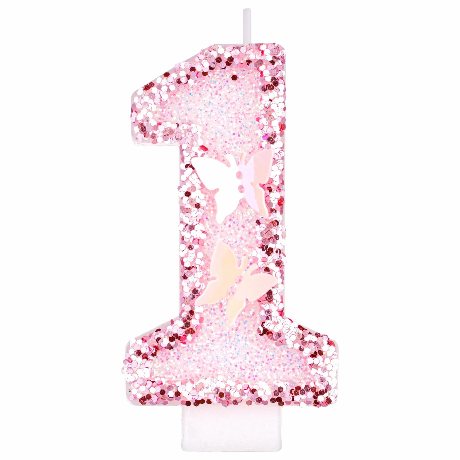 Bougies d'anniversaire Numéro 1, Bougie Chiffre 3D Rose, Décoration Gâteau Anniversaire