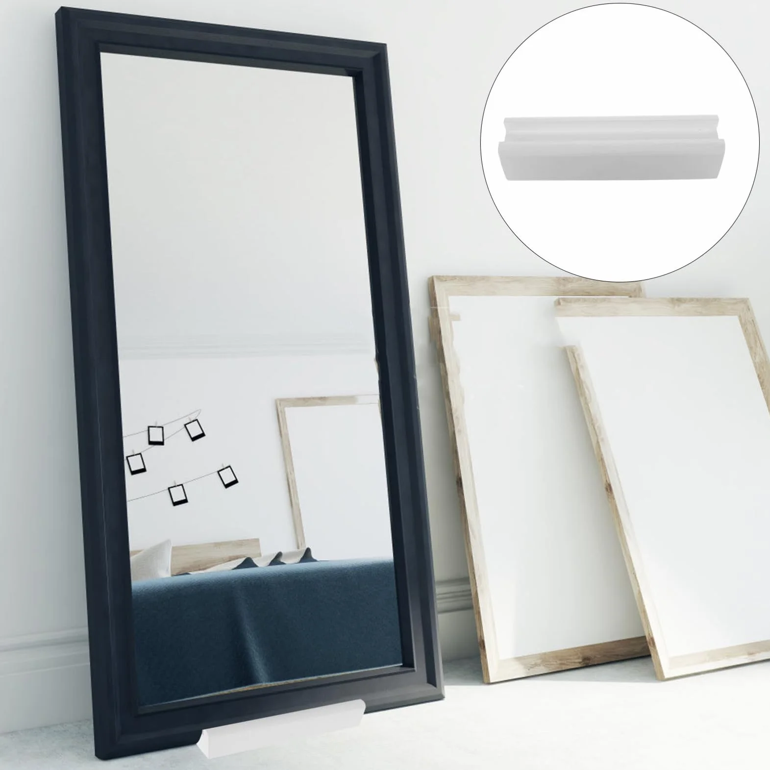 Bois Support pour Miroir Plein Pied Antidérapant pour Salon Bureau Chambre