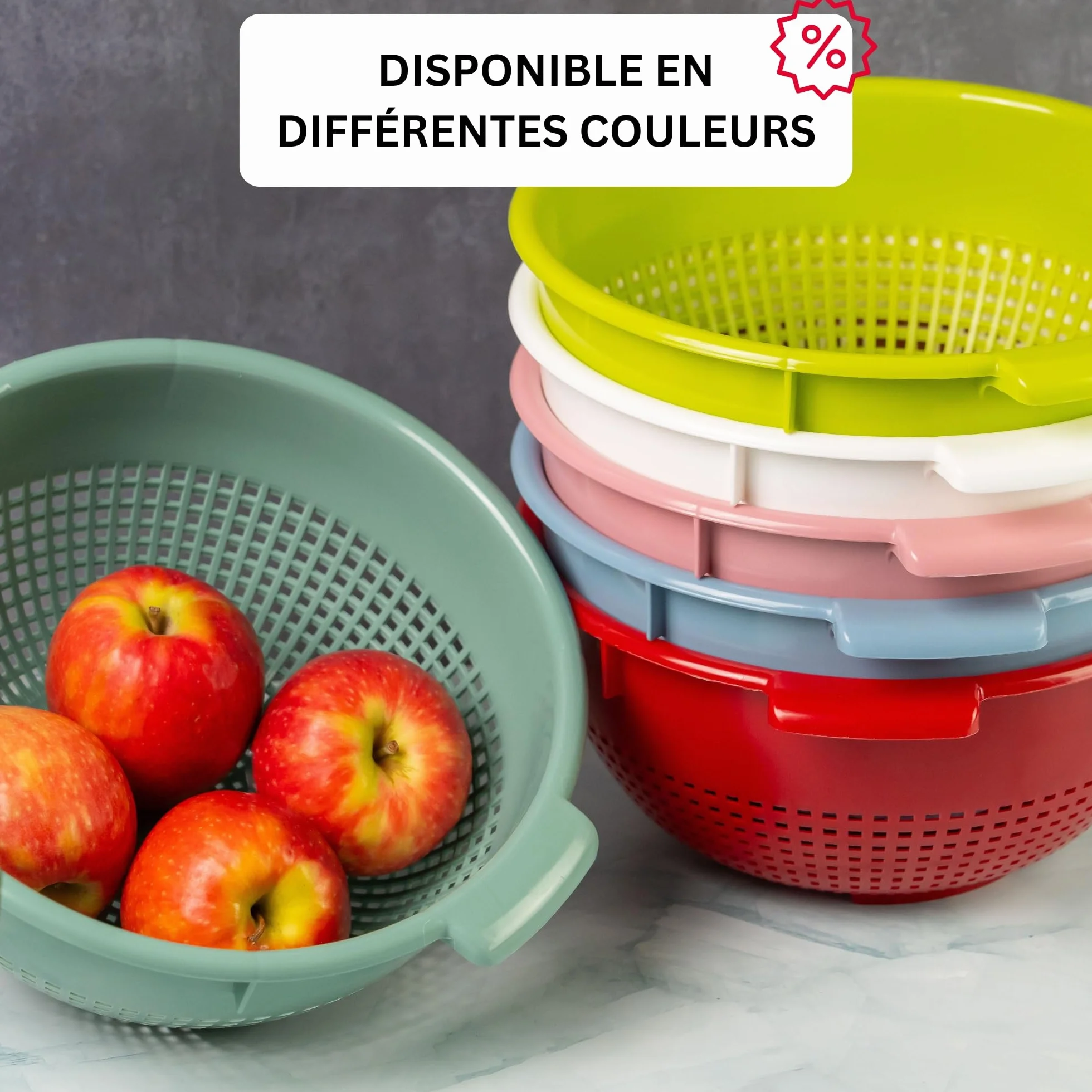 Westmark Passoire plastique Rouge avec Poignée encastrée et crans d'arrêt