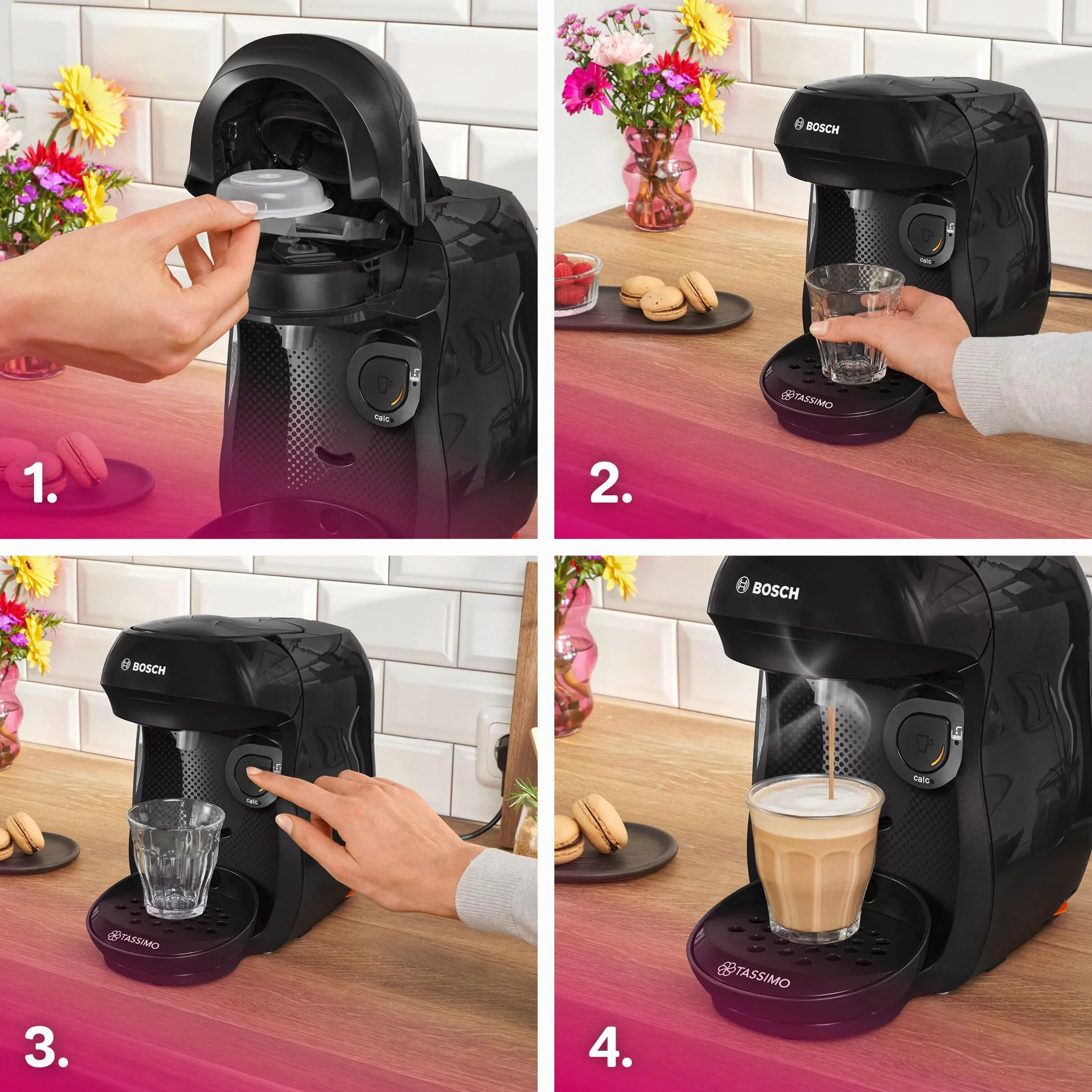 Bosch Tassimo Happy friendly TAS102EA Machine à café multi-boissons OneTouch cafétière à dosettes Intellibrew noir