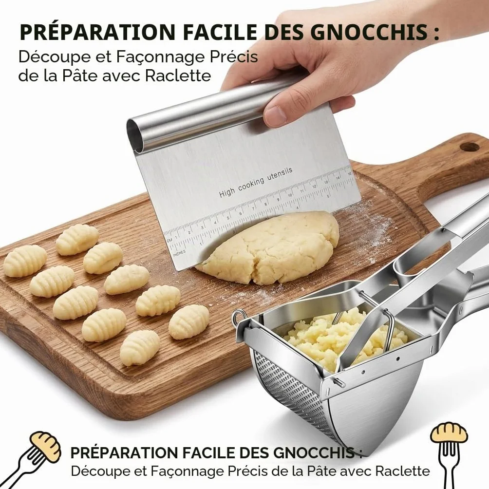 Presse-purée professionnel inoxydable avec grattoir à pâte, lave-vaisselle