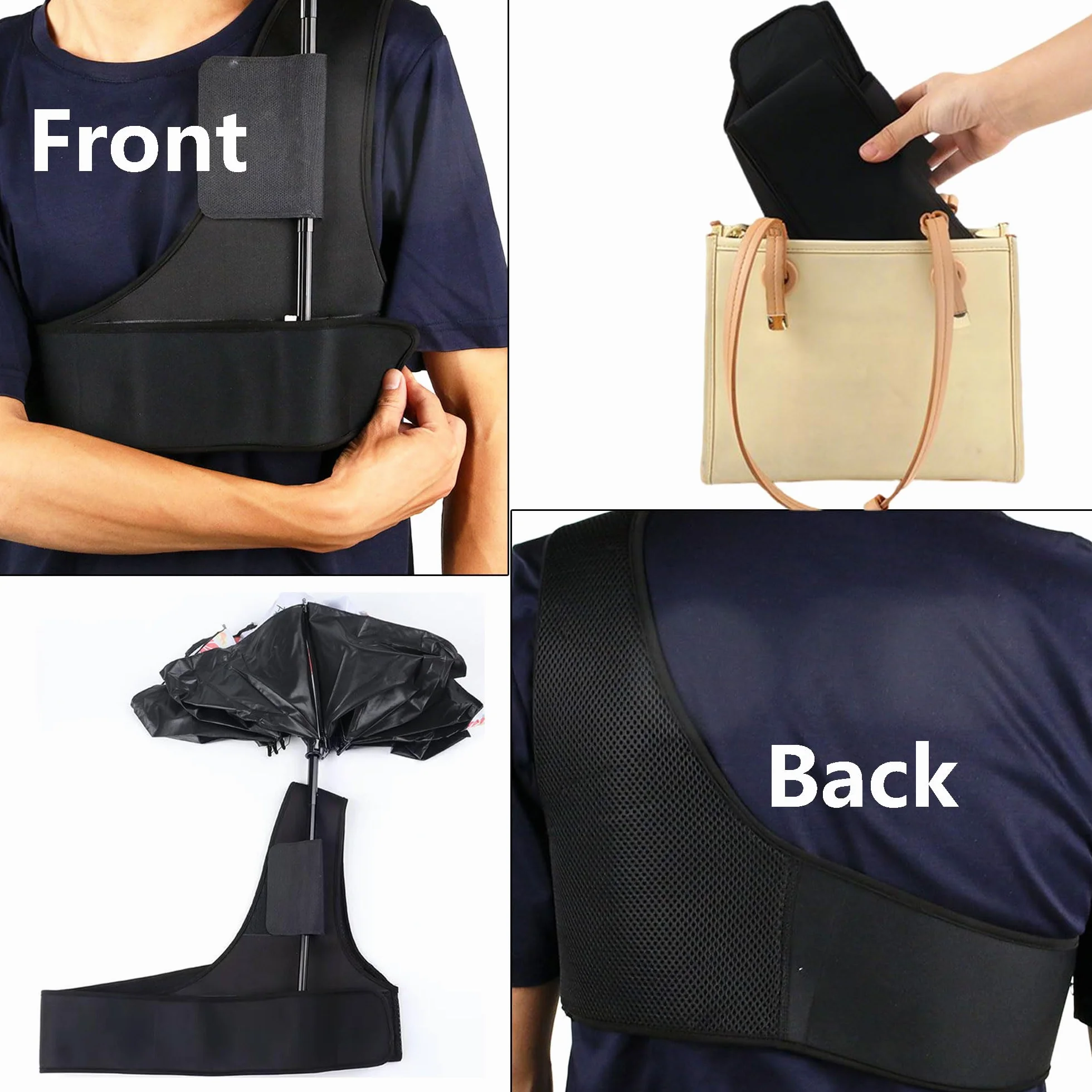 Sangle de Support de Parapluie Mains Libres Portable pour Parapluies Pliants