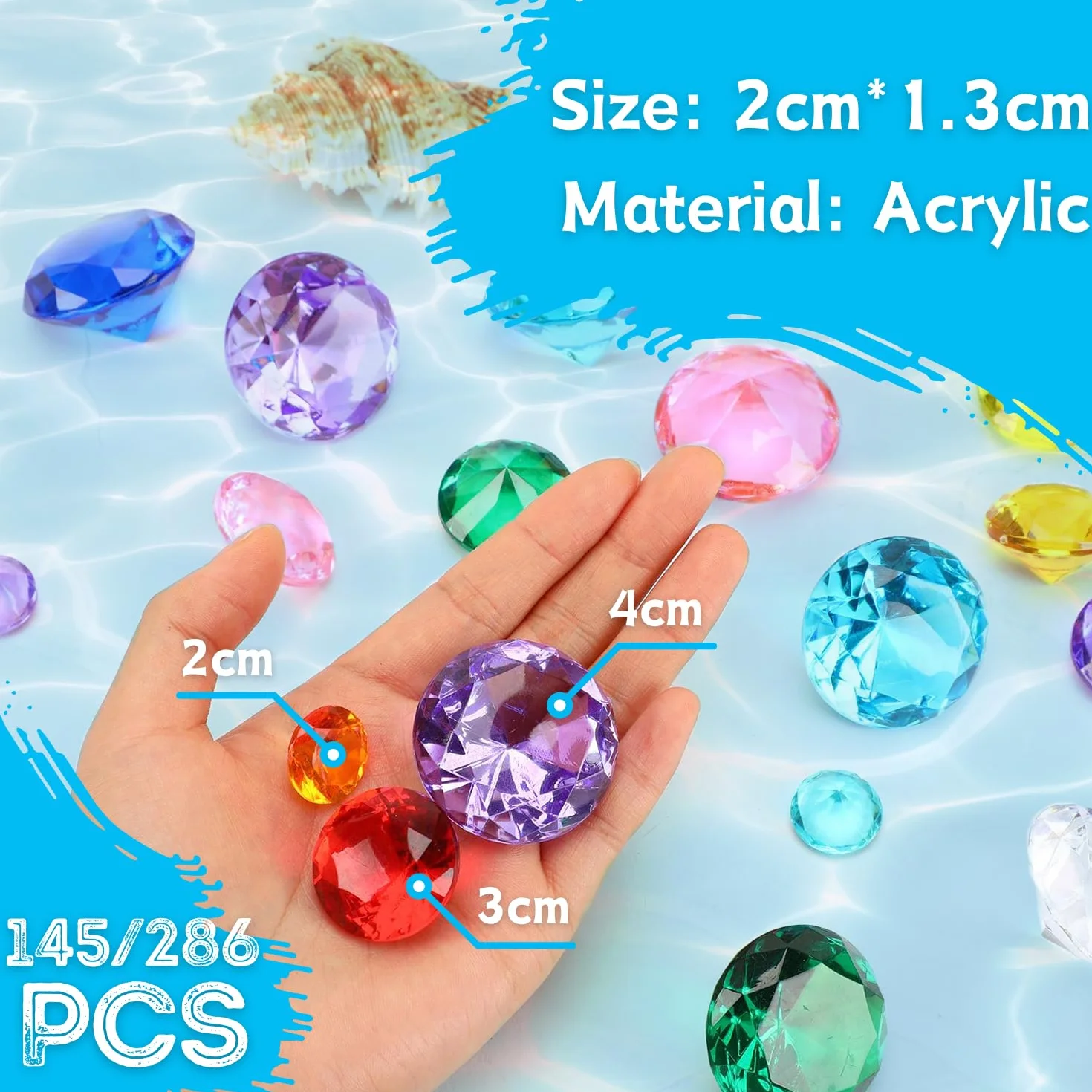 145 pièces 2 cm Diamants Acryliques Décoratifs Remplissage de Vase Décoration de Table