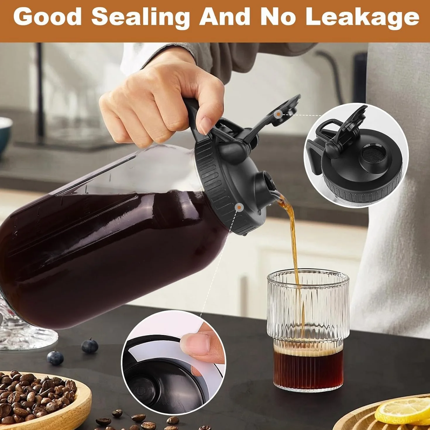 Machine à café Cold Brew 1,8 l acier inoxydable cafetière thé froid noir