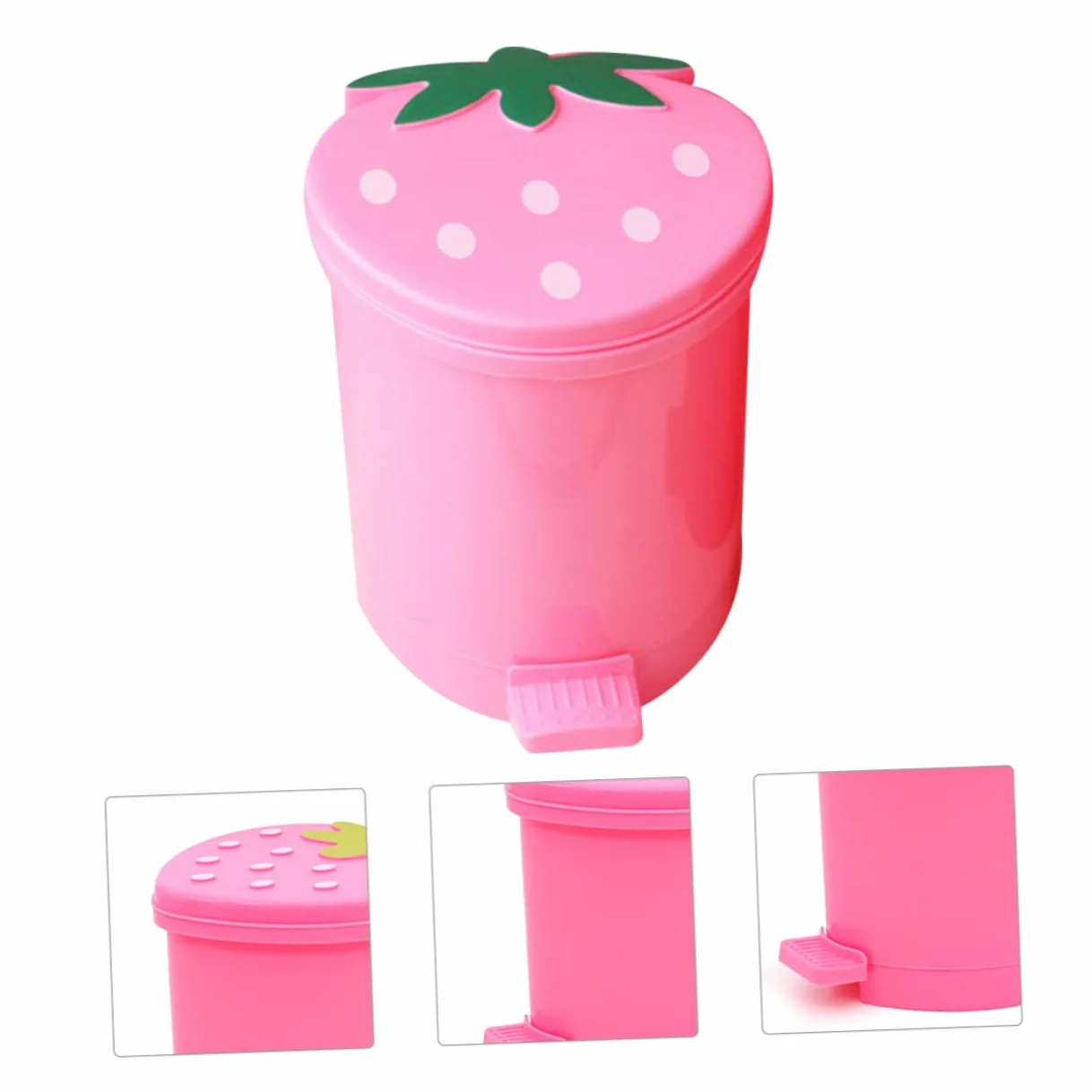 TIDTALEO Poubelle Rose Mini Conteneur Fruits Fraise Litière Enfants PP Pinceau Maquillage Mignonne