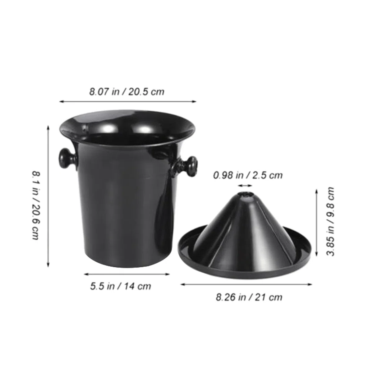 VENOAL 5X Crachoir à Vin en Plastique Noir - Taille Standard avec Seau à Champagne en Entonnoir Noir