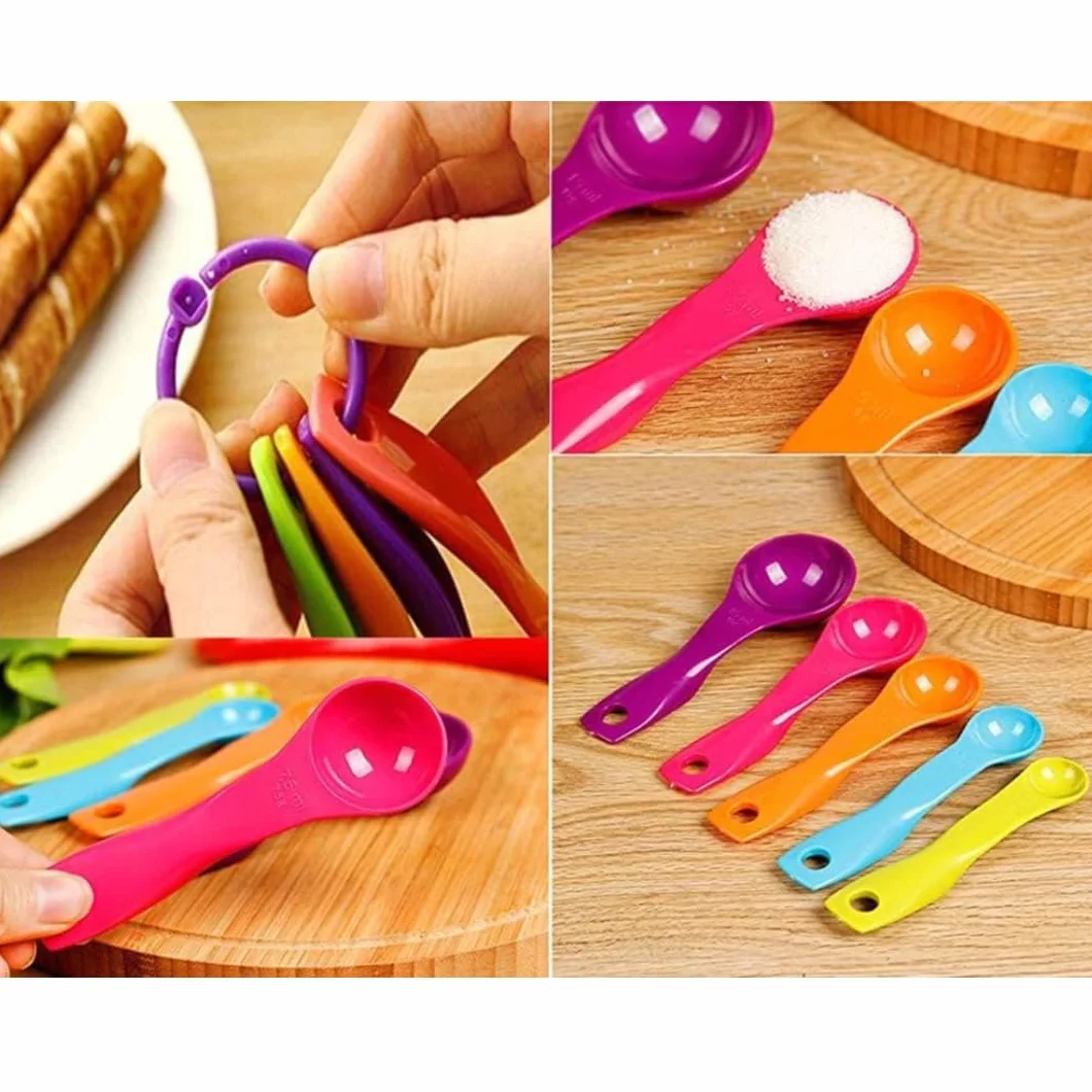 PARENCE Cuillères Doseuses Plastique Colorées 1-15 ml/g Mesure Cuisine Pâtisserie Anneau Accroche
