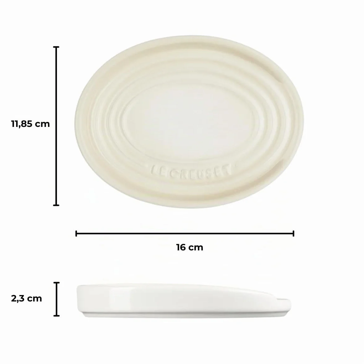 Le Creuset Repose-cuillère oval en céramique Meringue