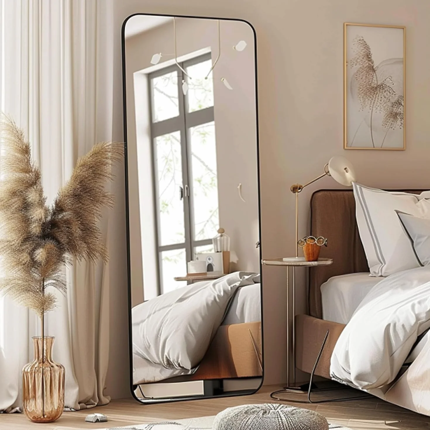 Kapler Arc Miroir sur pied 160 x 53 cm noir inclinable décoration salon