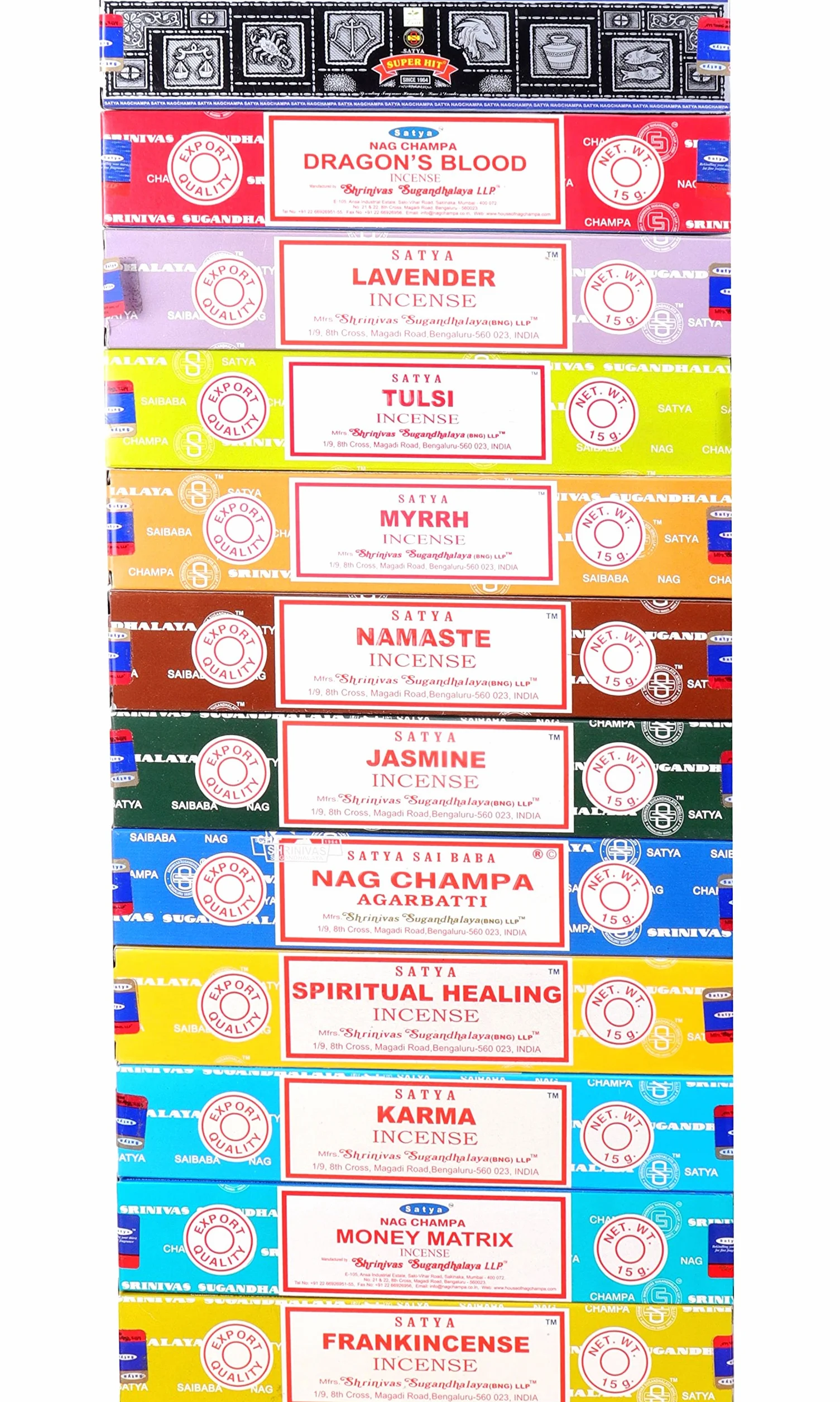 Satya Bâtons d'encens 15g x 12 boîtes 180g