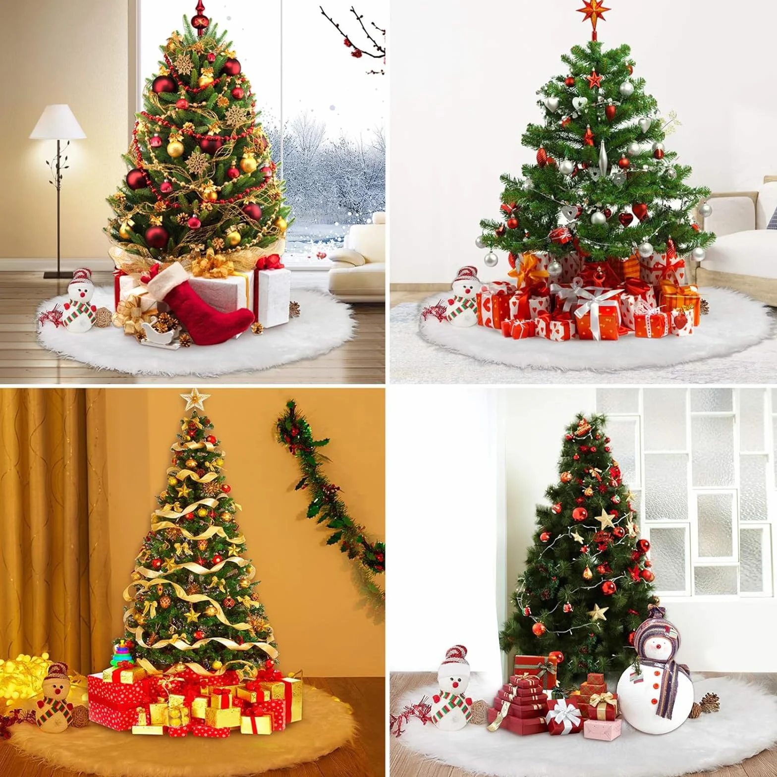 Jupe de Sapin Blanche 78cm Tapis en Peluche Couvre Pied de Noël