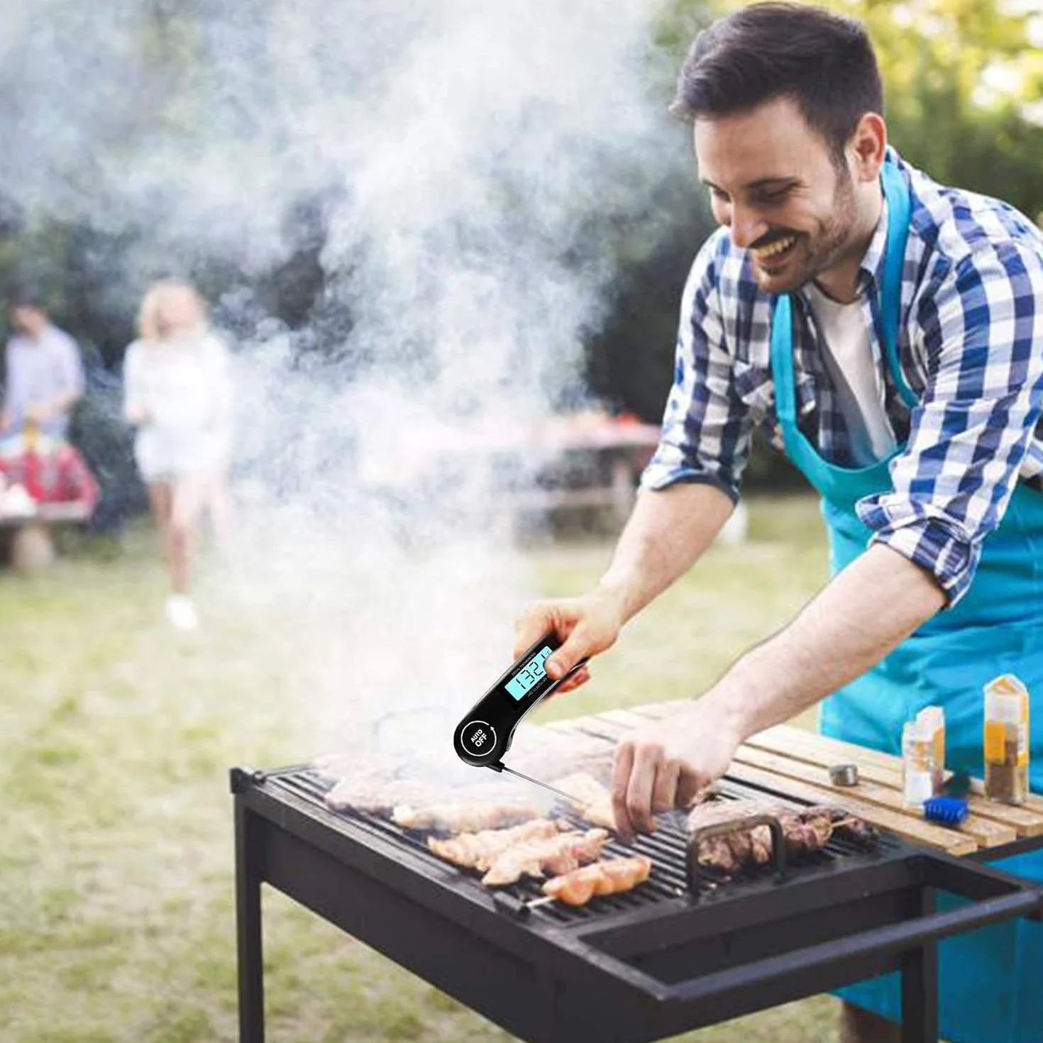 DOQAUS Thermometre Cuisine 3s Lecture instantané Thermomètre viande Écran LCD Auto On/Off Sonde Pliable Cuisson BBQ