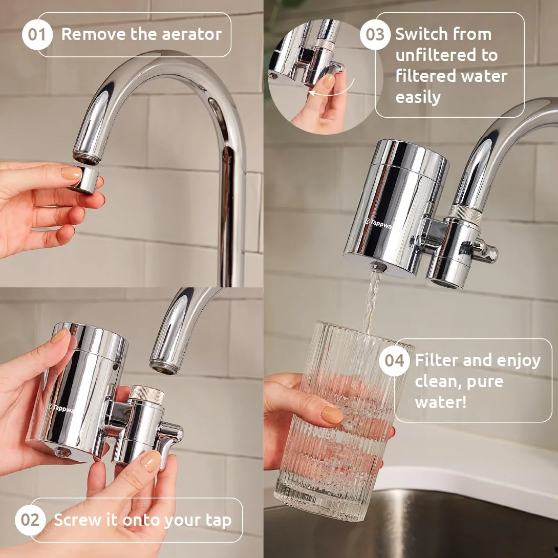 Tappwater EcoPro SMR Filtre eau robinet 6 étapes Purificateur eau technologie exclusive Pack annuel