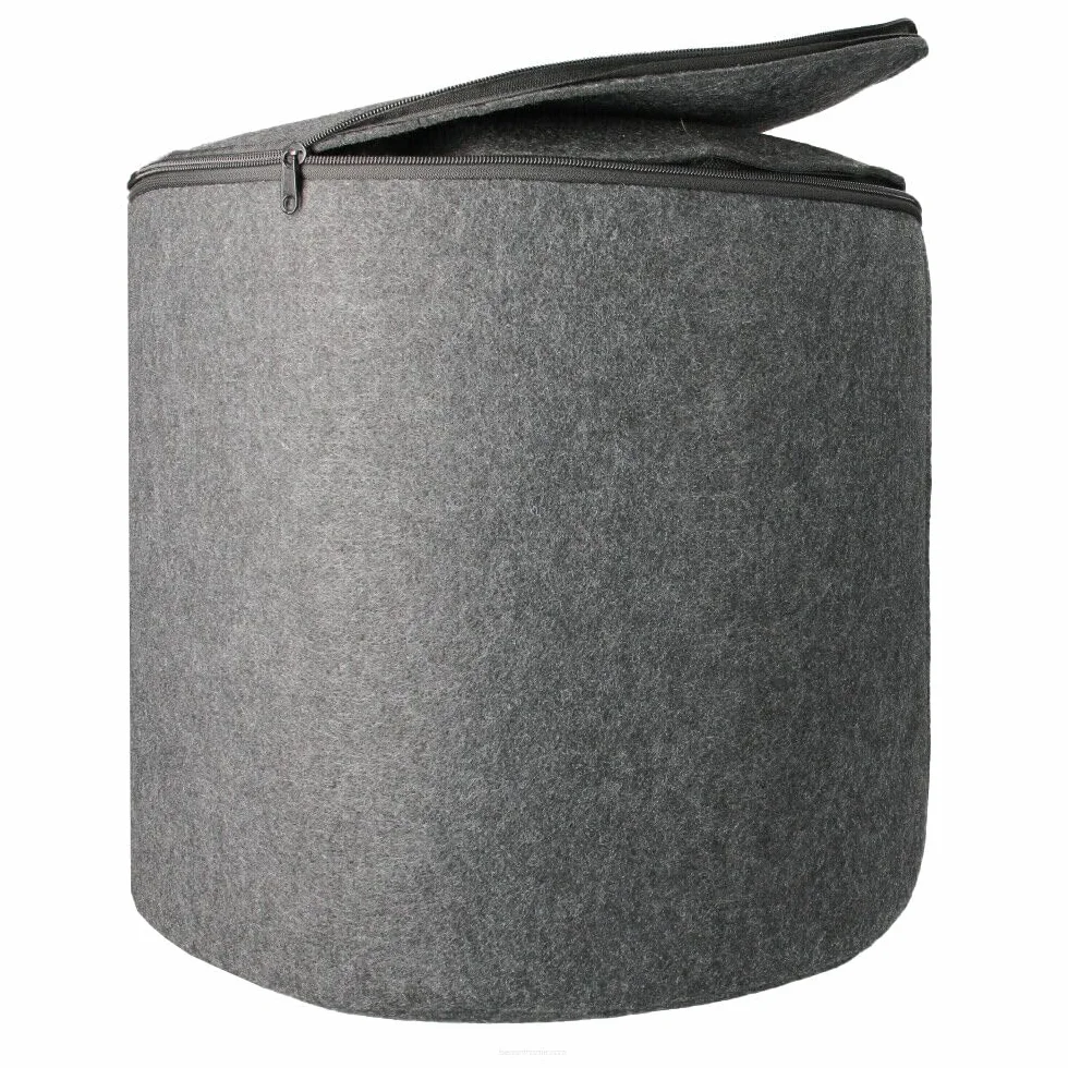 Pouf en feutre Bertoni 40 x 40 cm Rond Anthracite Housse amovible Lavable