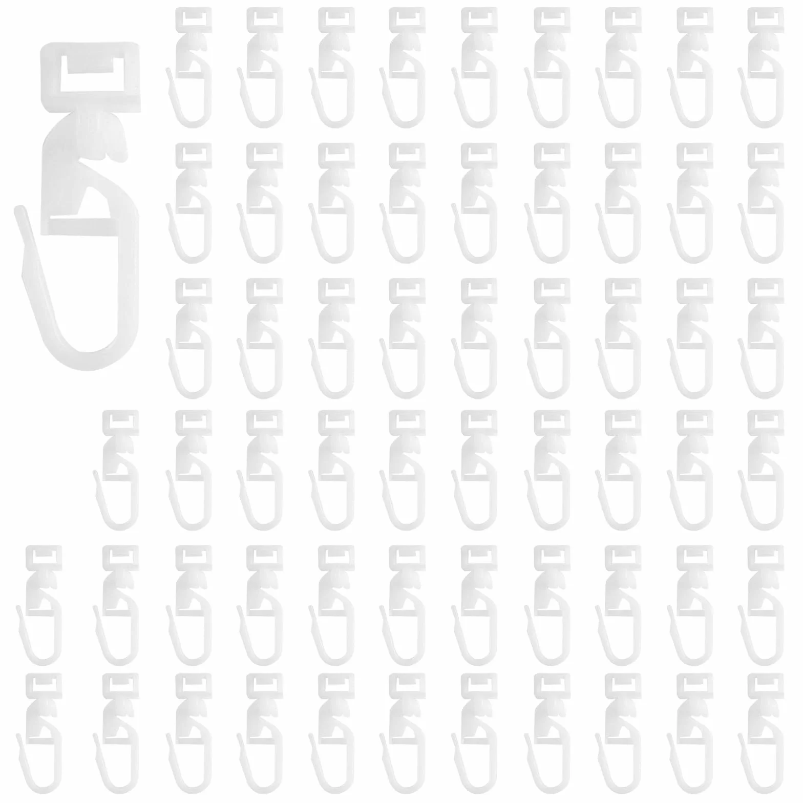 Crochet Rideau Rail 60 Pcs, Crochets Rideaux Rail Glisseur, Supports Patins en Plastique pour Tringles 5,8-7 mm Camping-Car Caravane