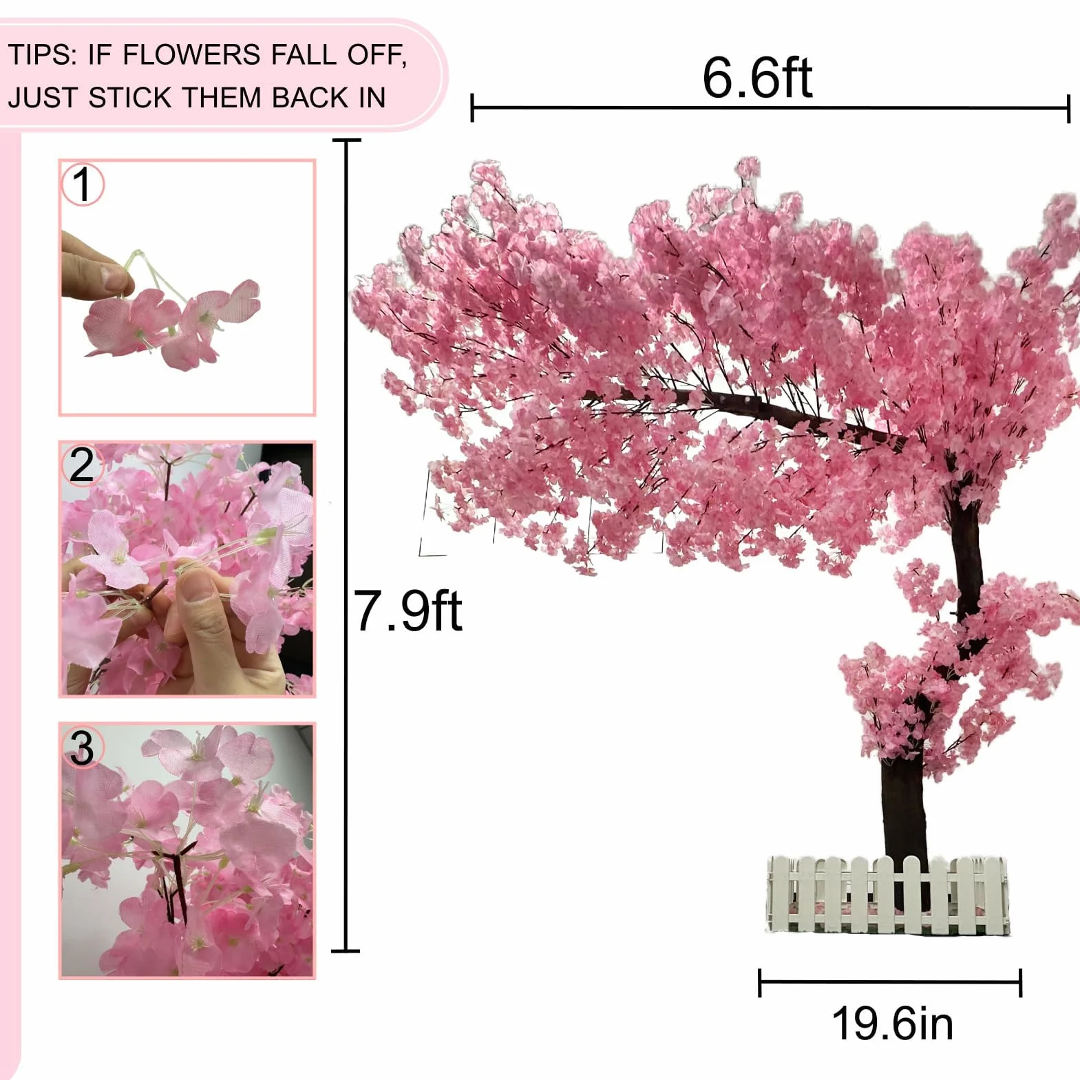 Arbre Fleur de Cerisier Artificiel XXL 240cm, Faux Sakura Rose, Décoration Intérieur Extérieur Mariage