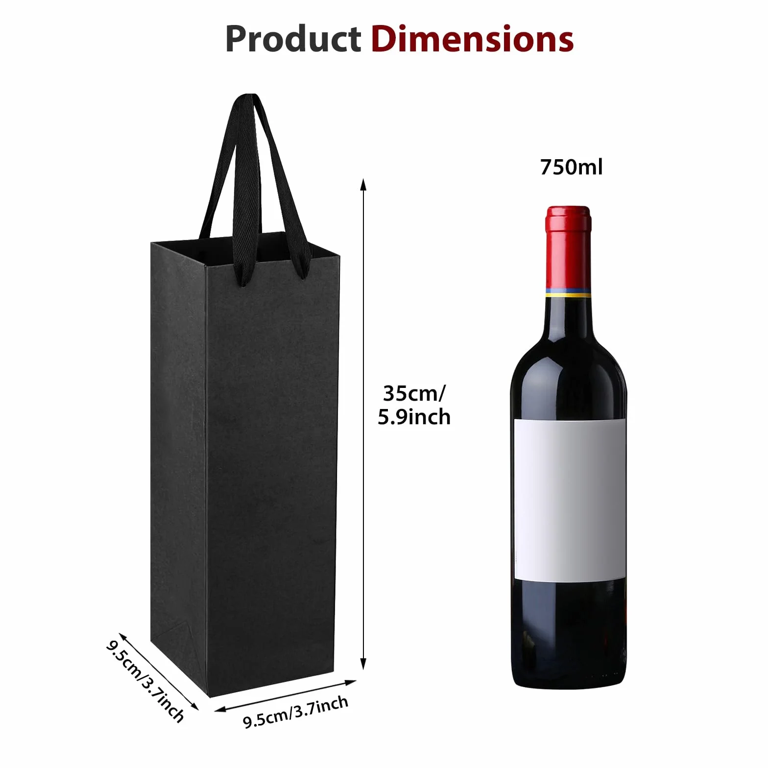Fabaoday Pochette Cadeau Bouteille 20 PCS Sacs Cadeaux en Papier Kraft avec Poignées pour Vin
