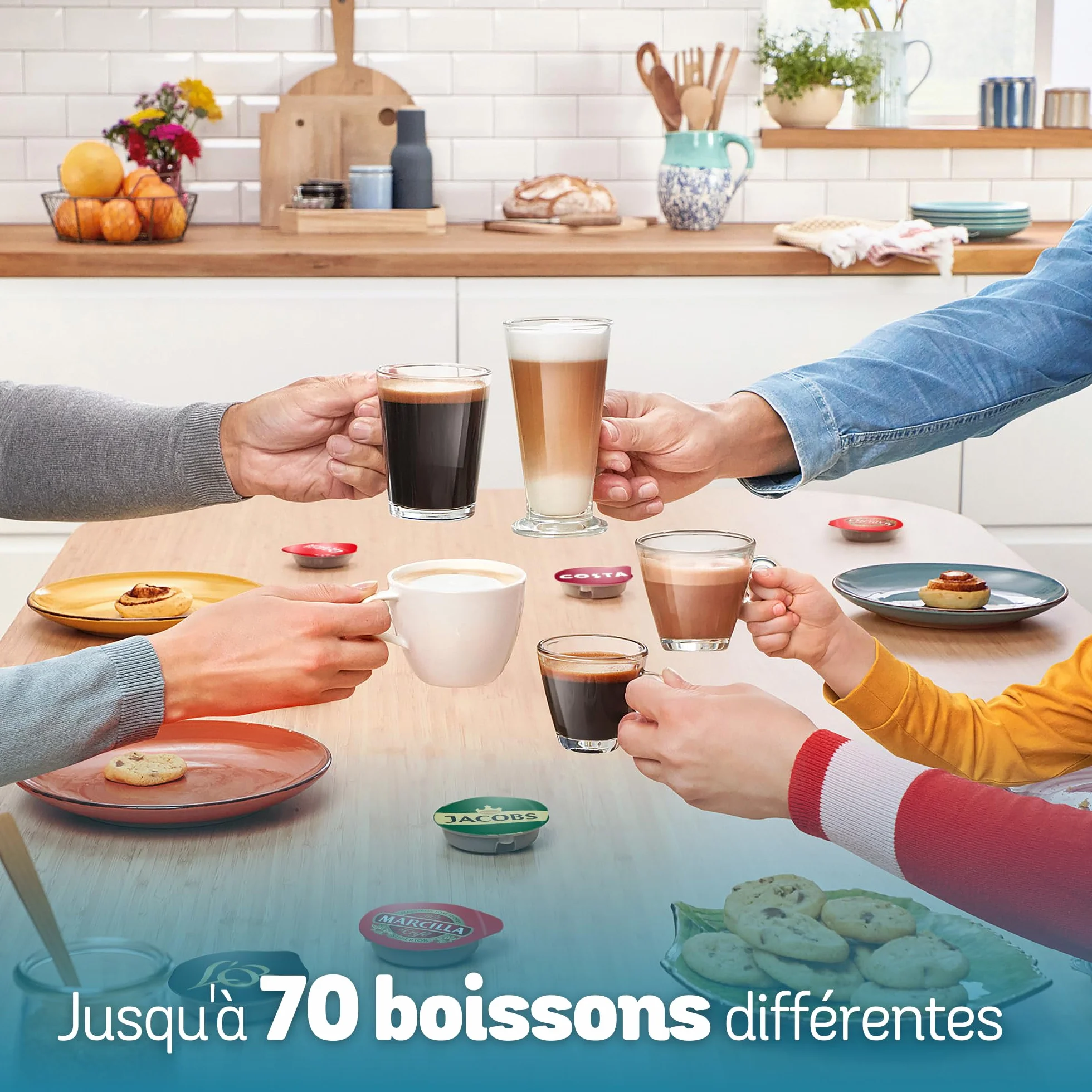 Bosch Tassimo Finesse TAS163E Machine à café multi-boissons, 70 boissons chaudes, IntensityBoost, cafétière à dosettes, rouge